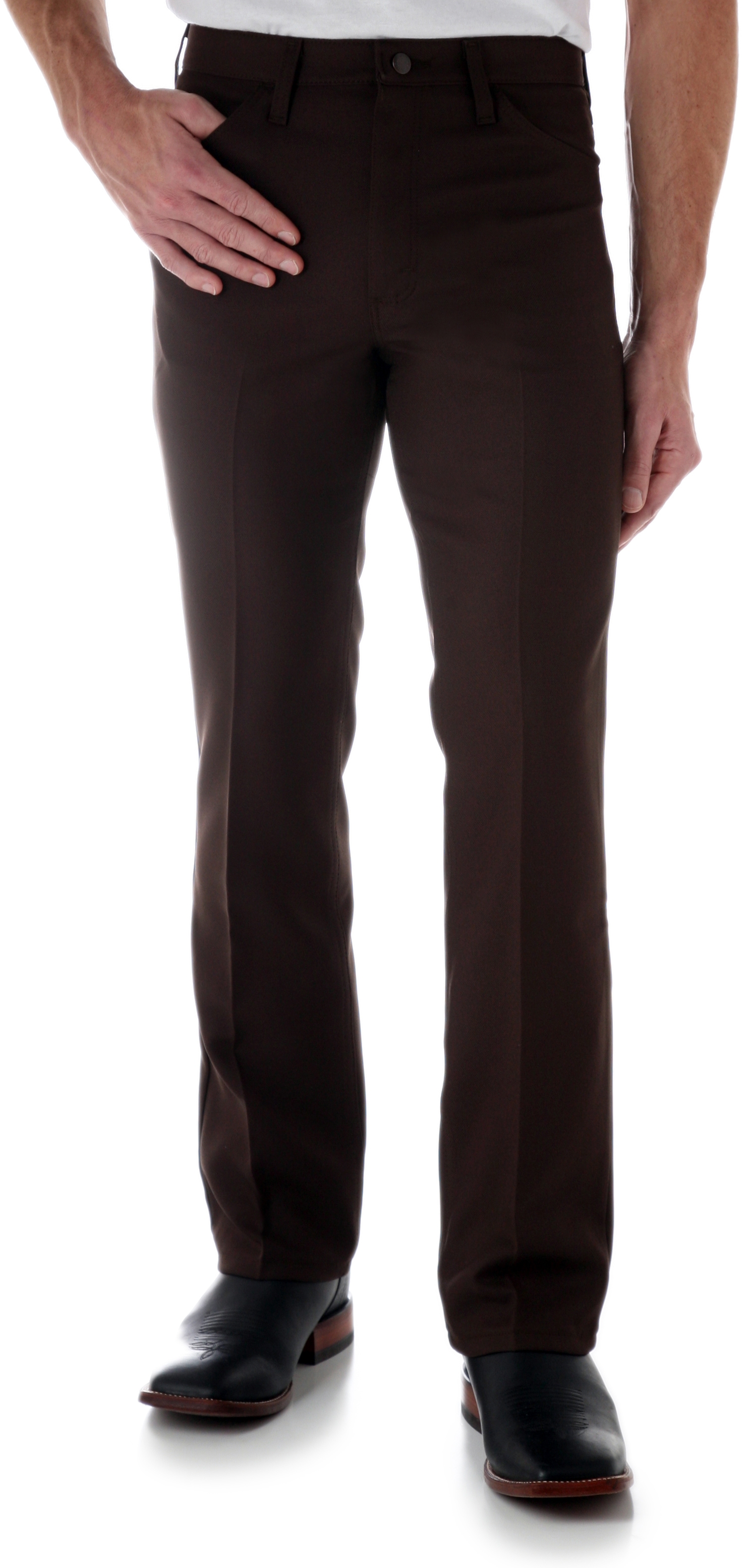 Wrangler Wrancher Chocolate Brown Twill Dress Jeans - Image 1