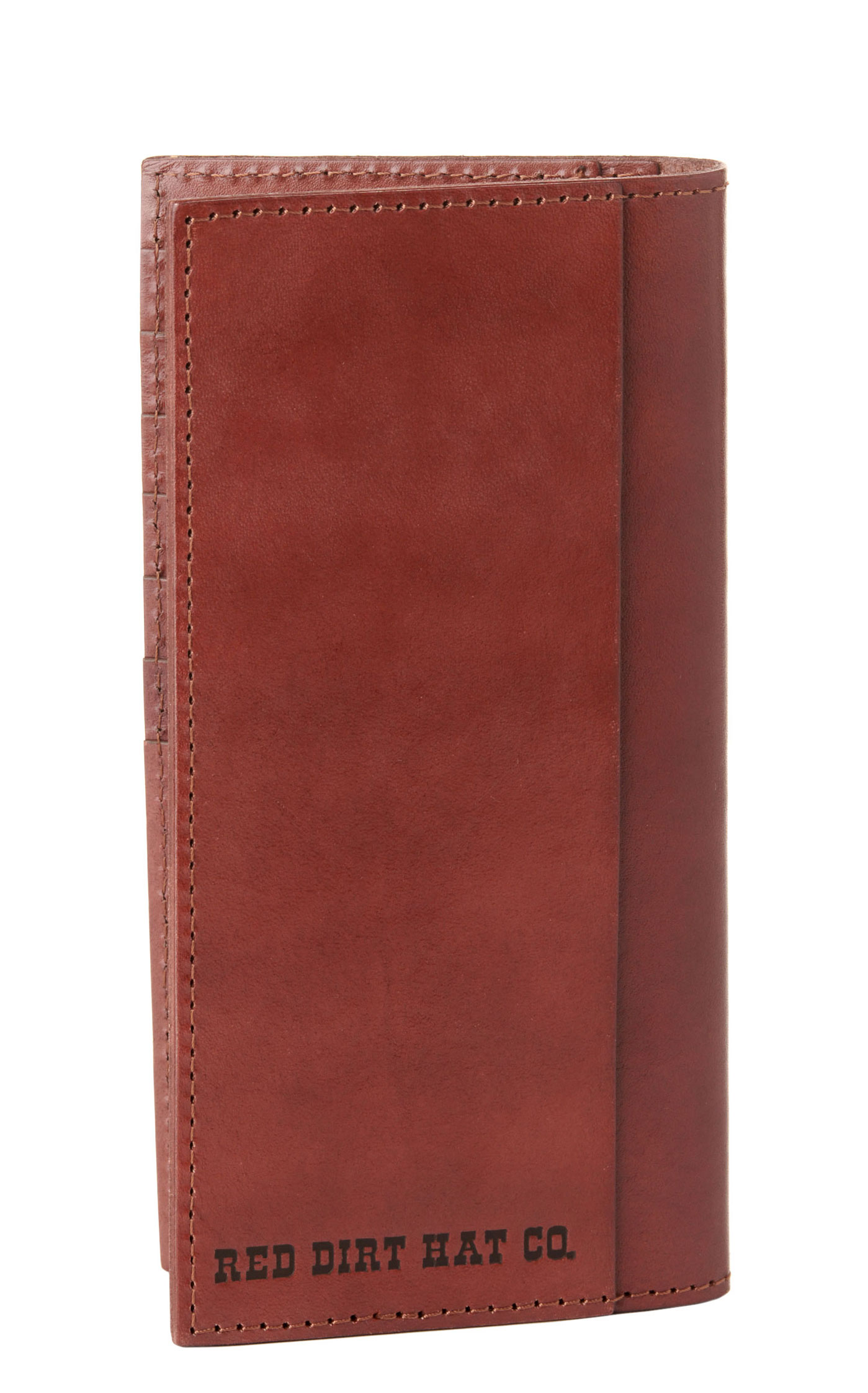 Red Dirt Hat Co. Red-Brown Leather Floral Tool Turquoise Underlay Rodeo Wallet - Image 1