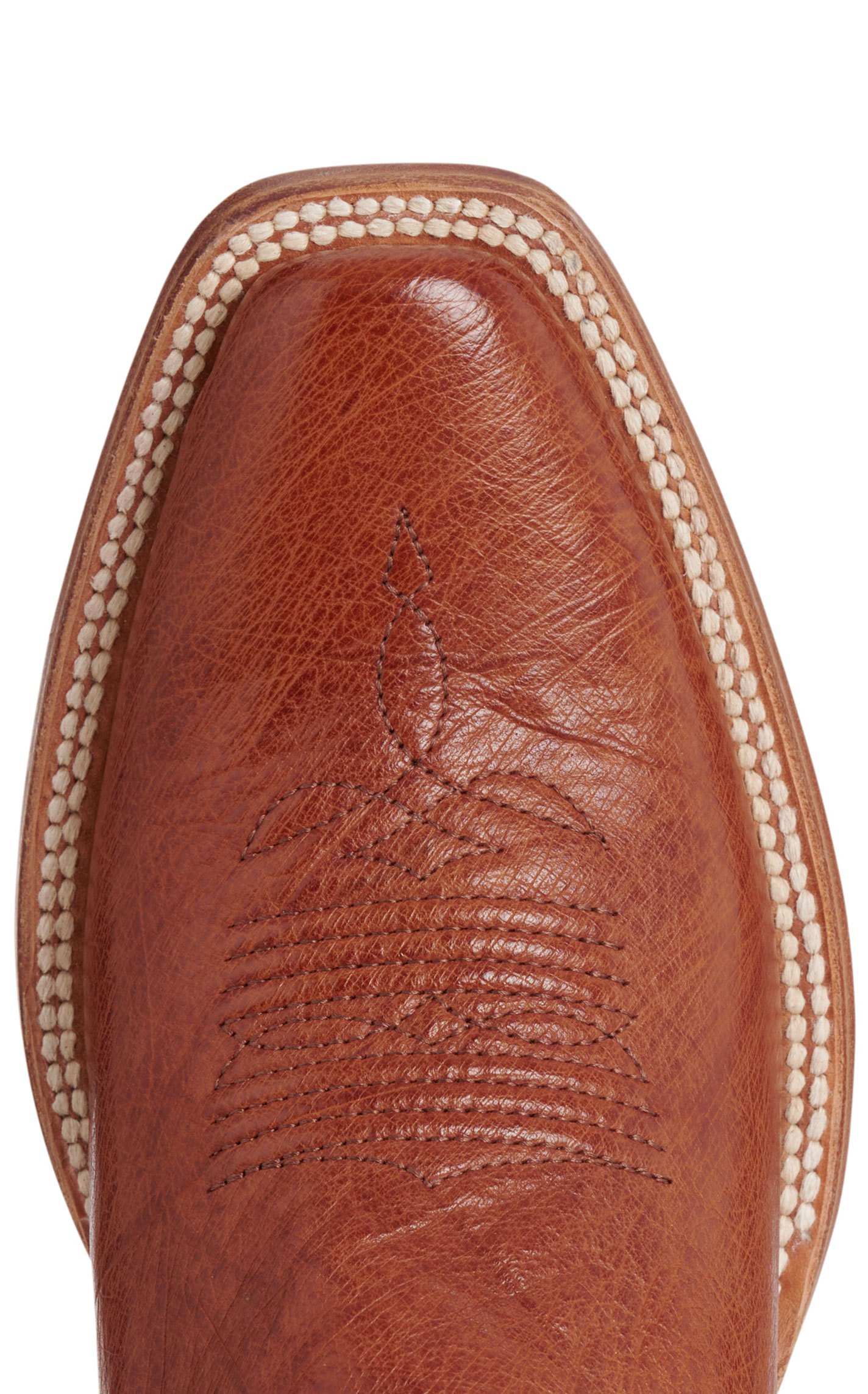 Resistol Men’s Mad Dog Cognac & Red Smooth Quill Ostrich Cutter Toe Cowboy Boots - Image 1