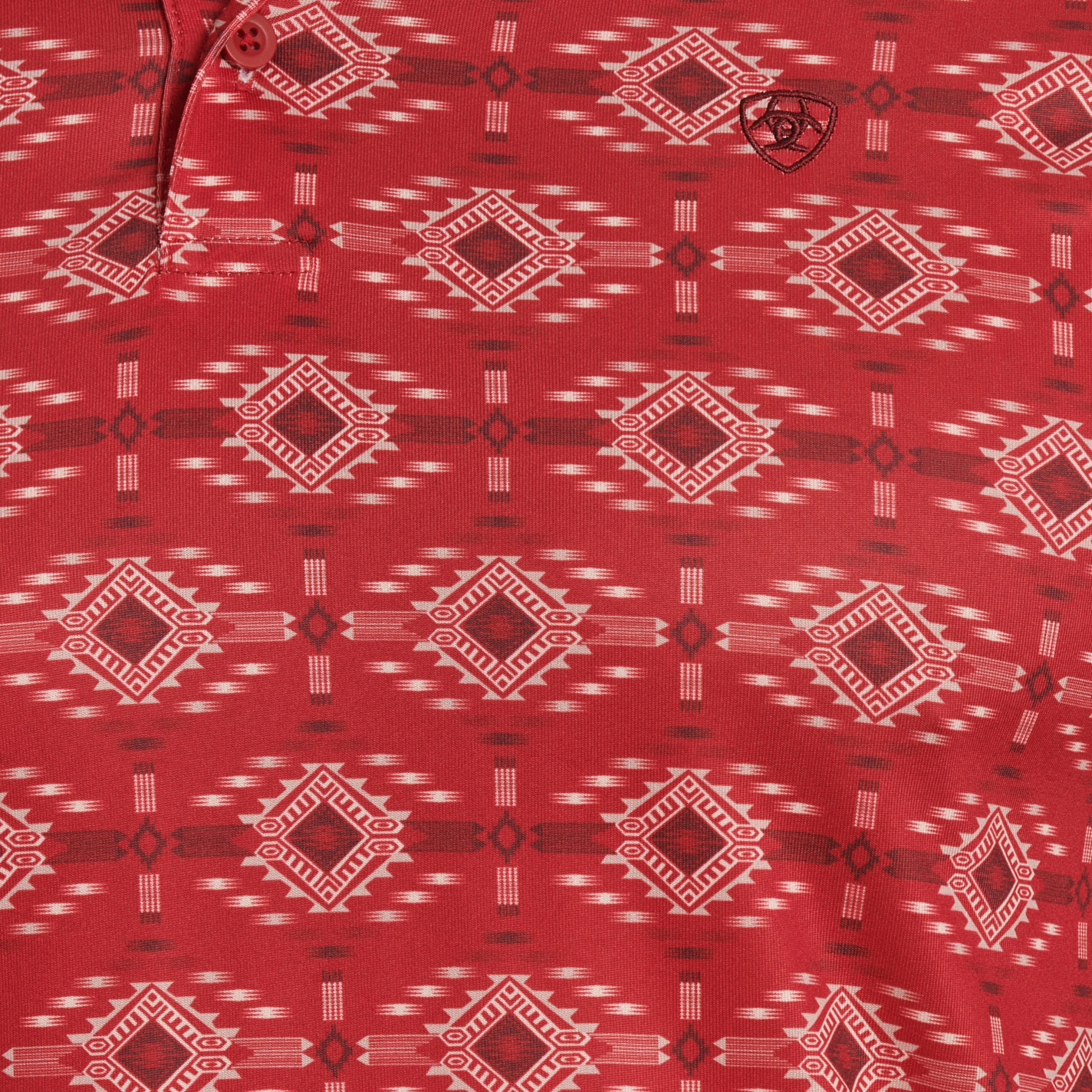 Ariat Men's Red & White Aztec Print Polo - Image 1