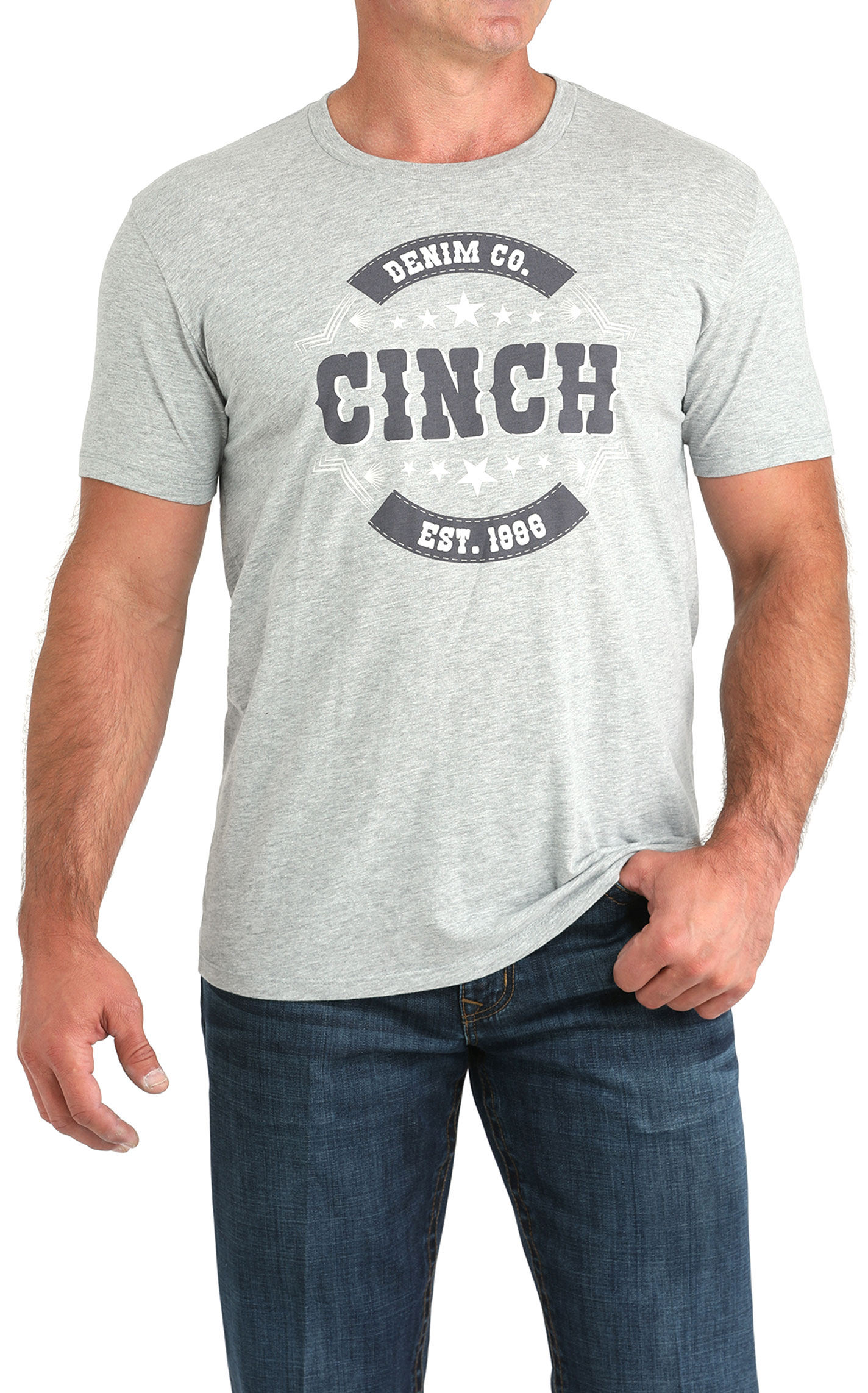 Cinch Men's Gray Logo Graphic T-Shirt - Image 1