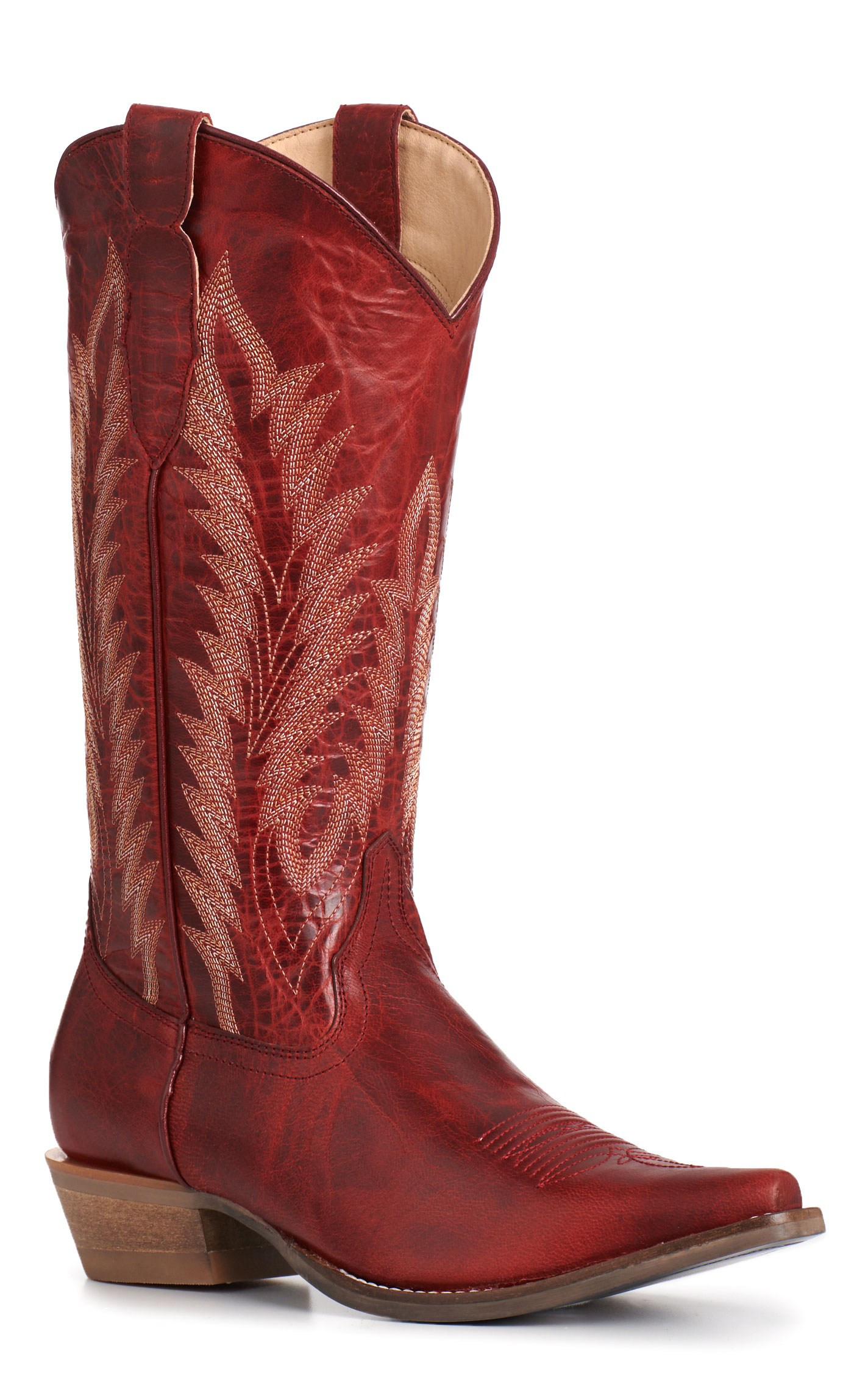 Rockin' C Women's Red Goat Leather Snip Toe Cowboy Boots - Image 1