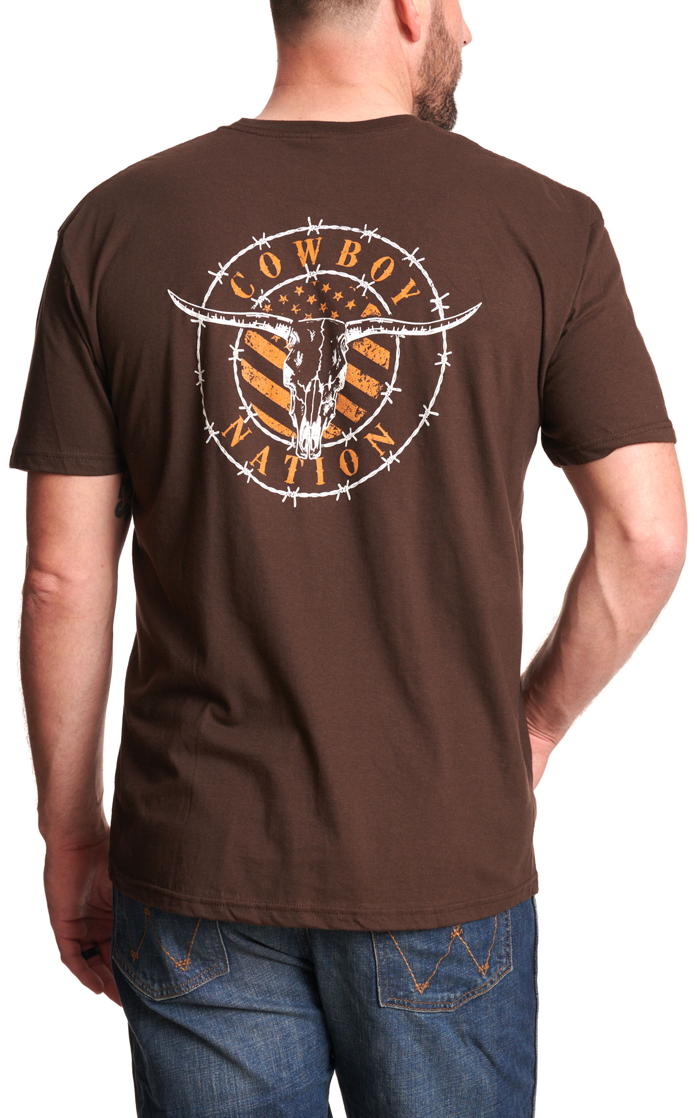 Cowboy Hardware Cowboy Nation Men's Brown T-Shirt - Image 1