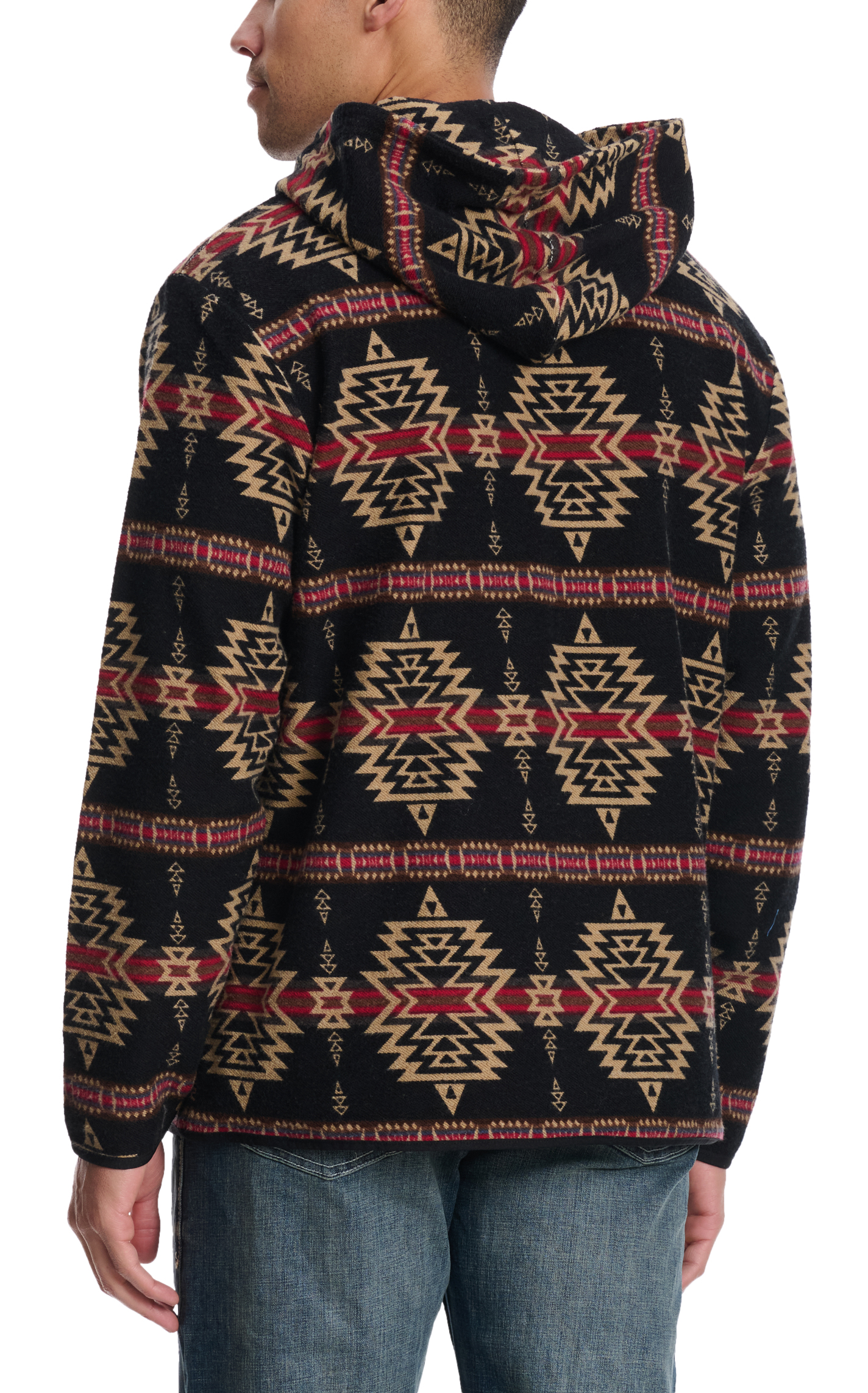 Rafter C Men's Red Dirt Collection Black & Red Aztec 1/4 Zip Hoodie - Image 1