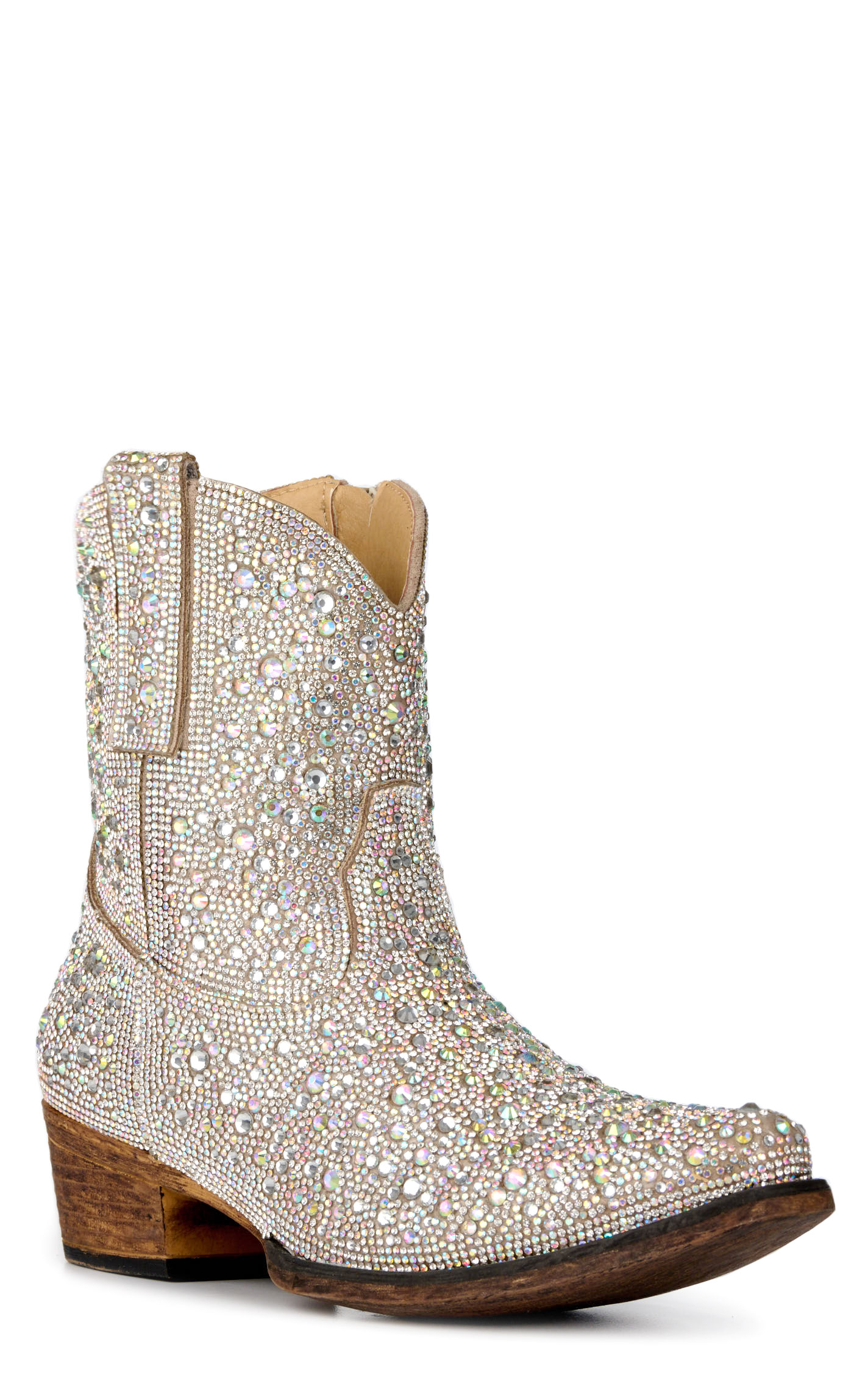 Roper Women's Shay Jewels Silver Rhinestone Snip Toe Cowboy Booties - Image 1