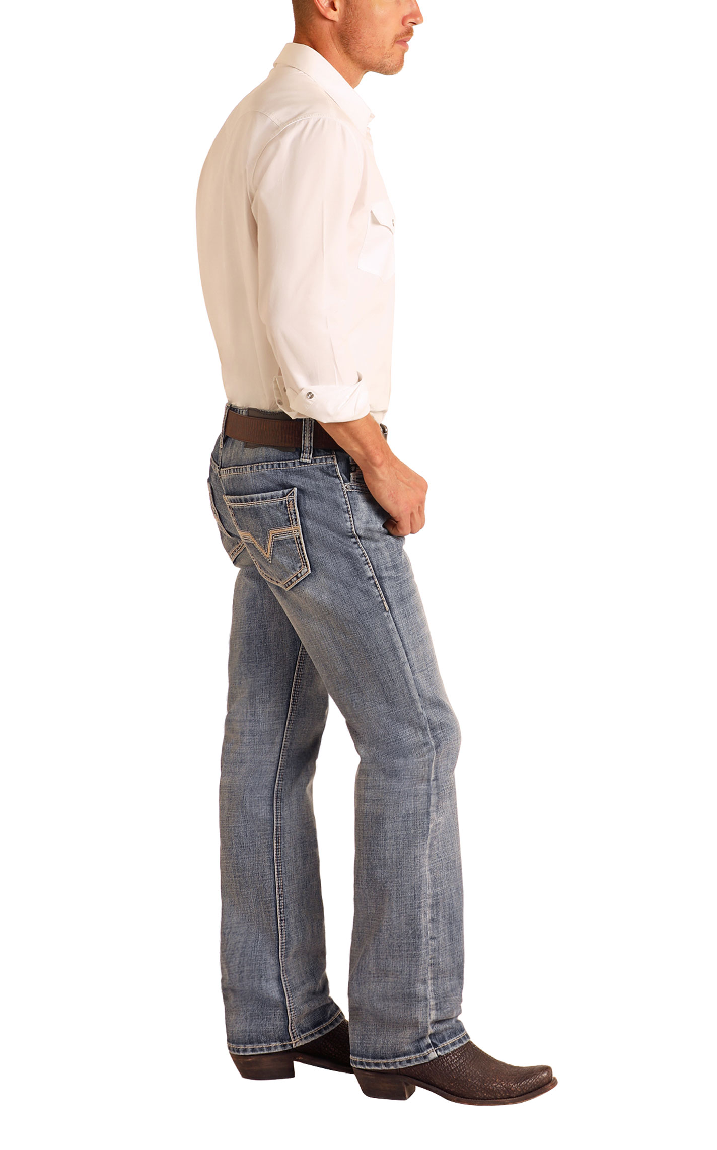 Rock & Roll Denim Men's Pistol Vintage Wash Straight Leg Jeans  - Image 1