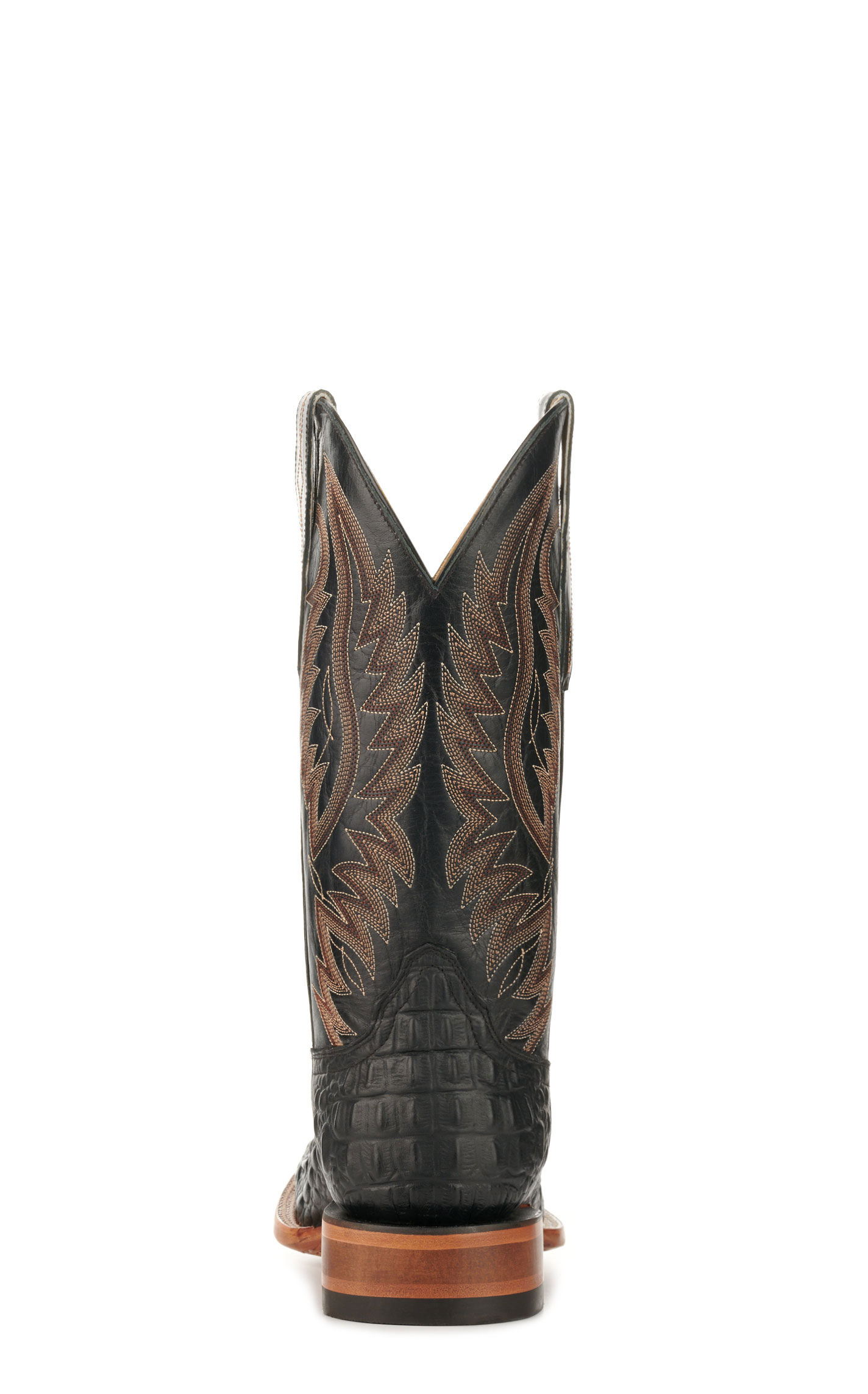 Cavender's Men's Black and Black Caiman Print Wide Square Toe Cowboy Boots - Image 1