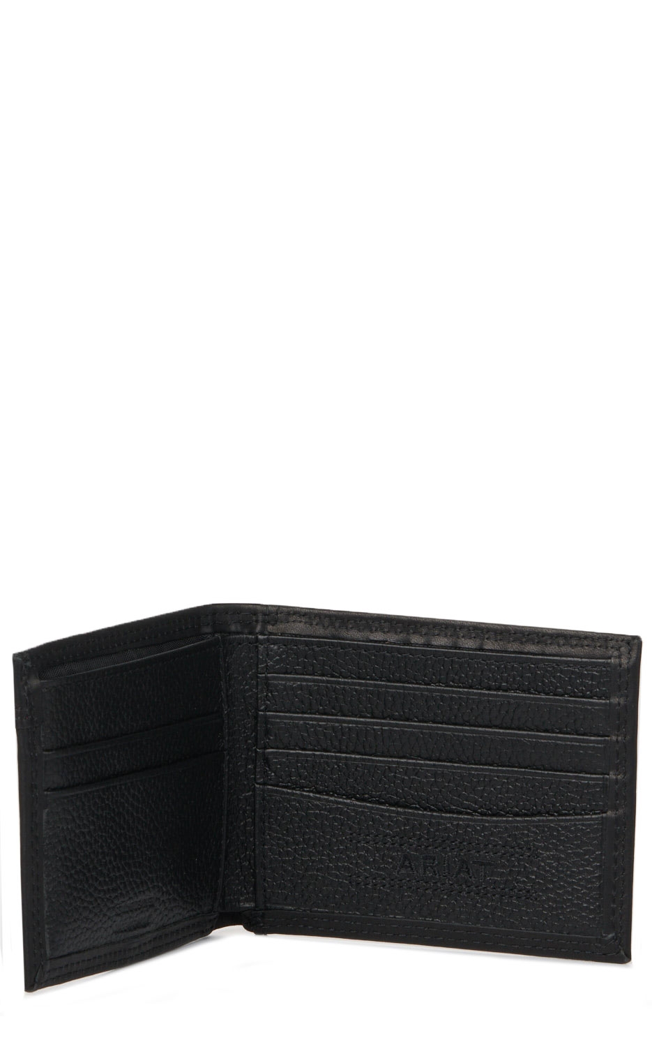 Ariat Men's Black Center Seam Leather Removable Passcase Bi-Fold Wallet - Image 1