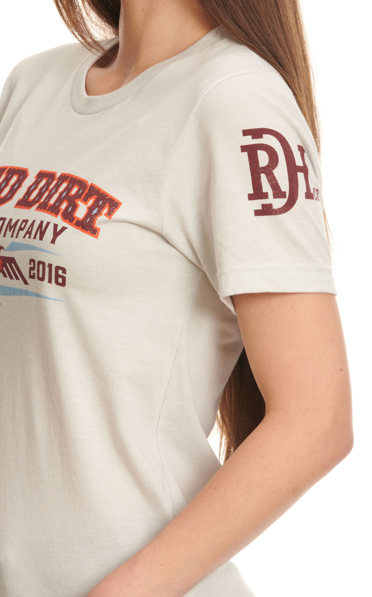 Red Dirt Hat Company Women's Sand & Aztec Thunderbird Logo Graphic T-Shirt - Image 1