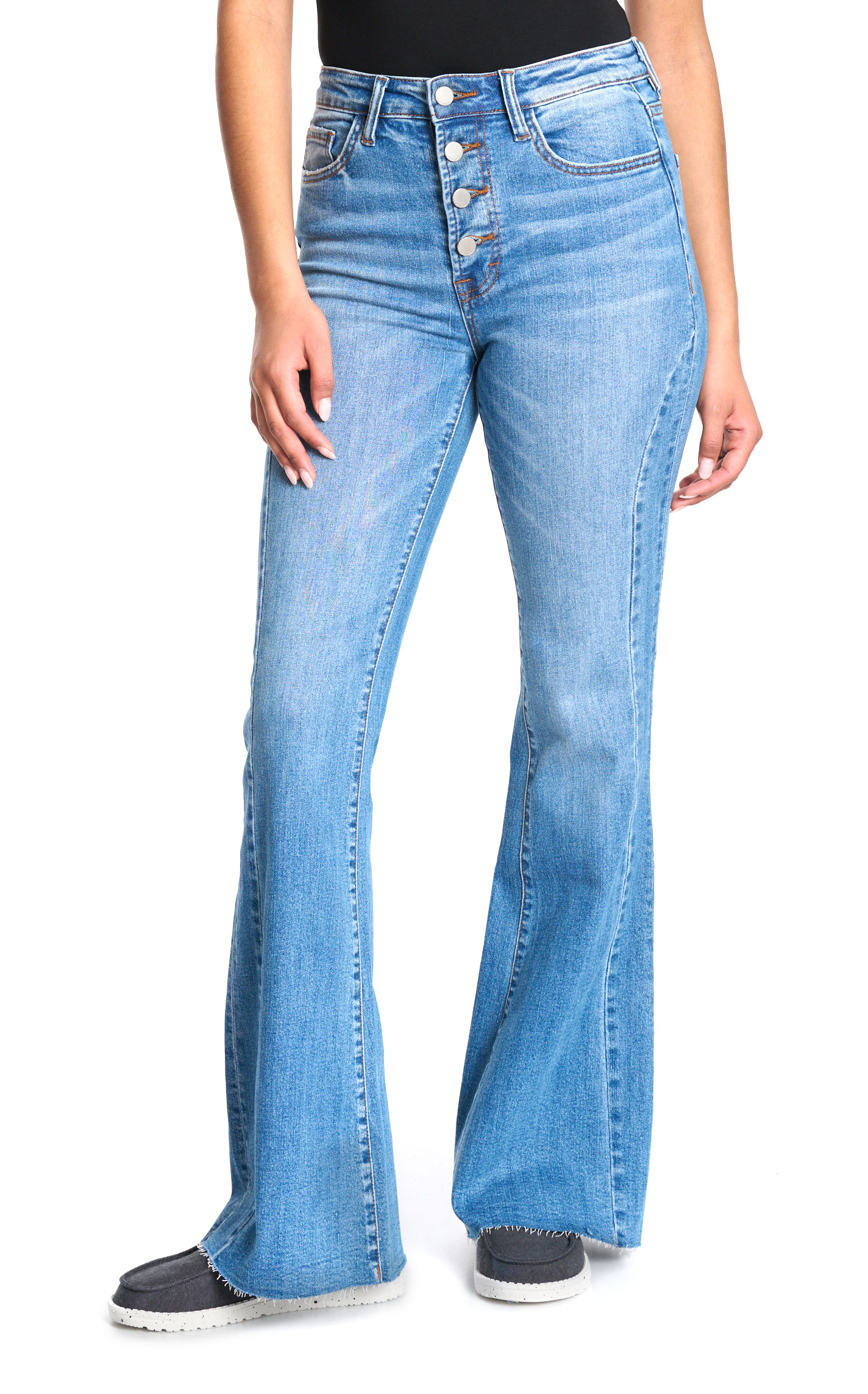 Jelly Jeans Women's Light Wash Button Fly Flare Jeans - Image 1