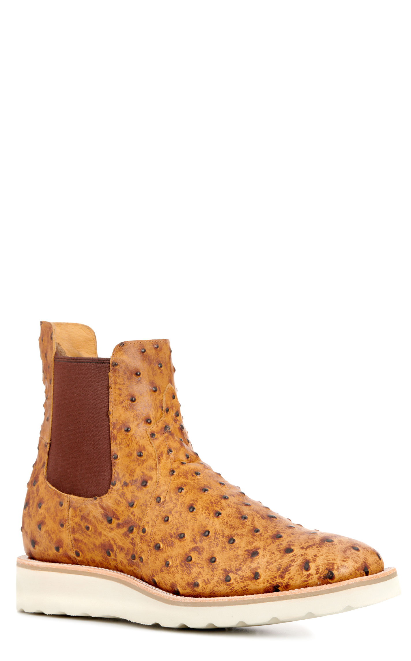 Anderson Bean Men's Horse Power Saddle Ostrich Print Wide Square Toe Chelsea Boots - Image 1