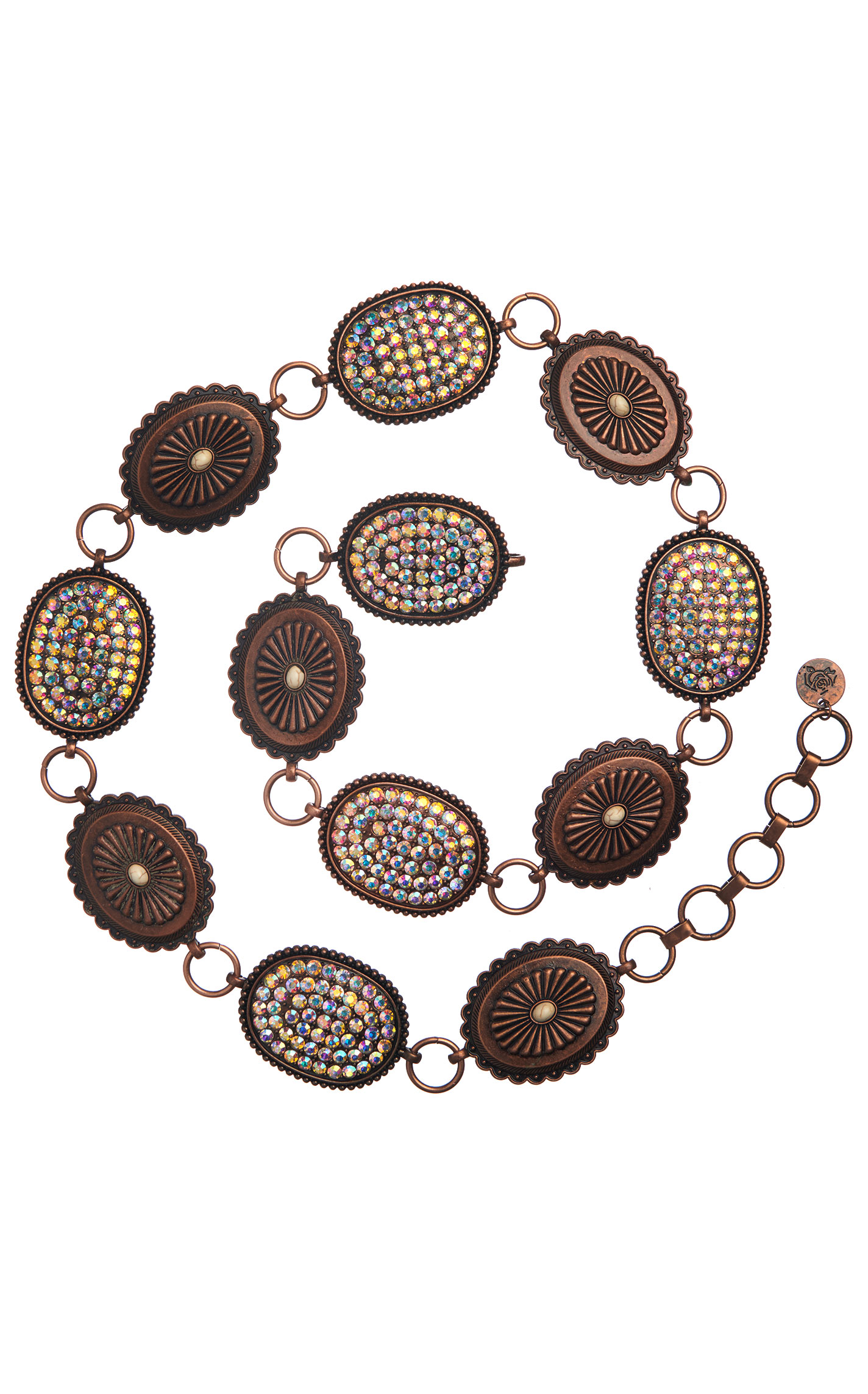 Ashlyn Rose Women's Copper Concho & Crystals Link Chain Belt - Image 1