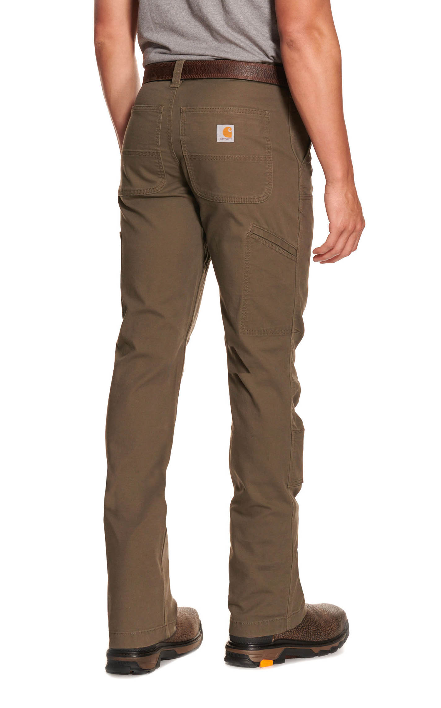 Carhartt Men's Mossy Taupe Relaxed Fit Straight Leg Rugged Flex Stretch Canvas Double-Front Work Pants - Image 1