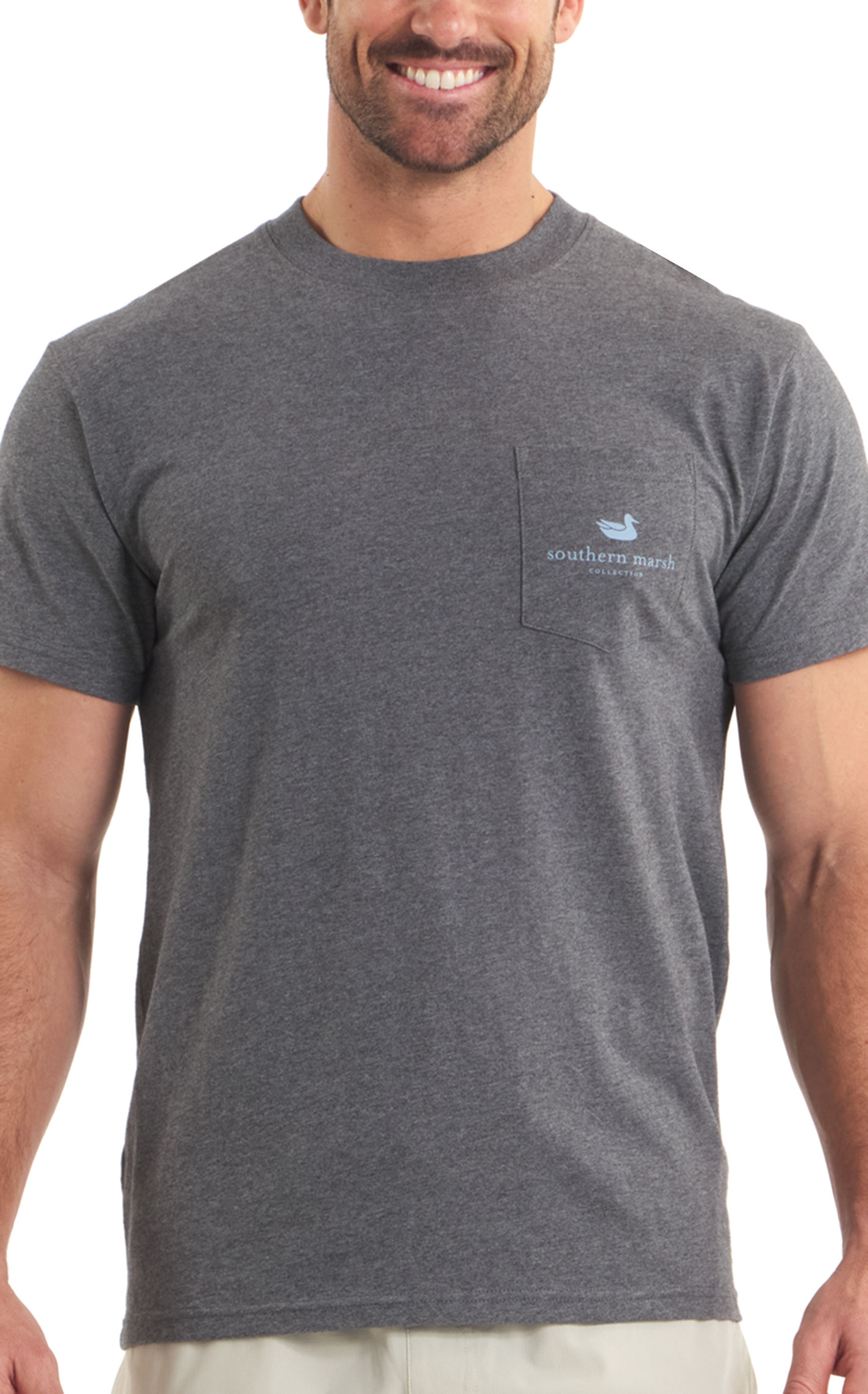 Southern Marsh Men's Gray Retro Camo Logo T-Shirt - Image 1