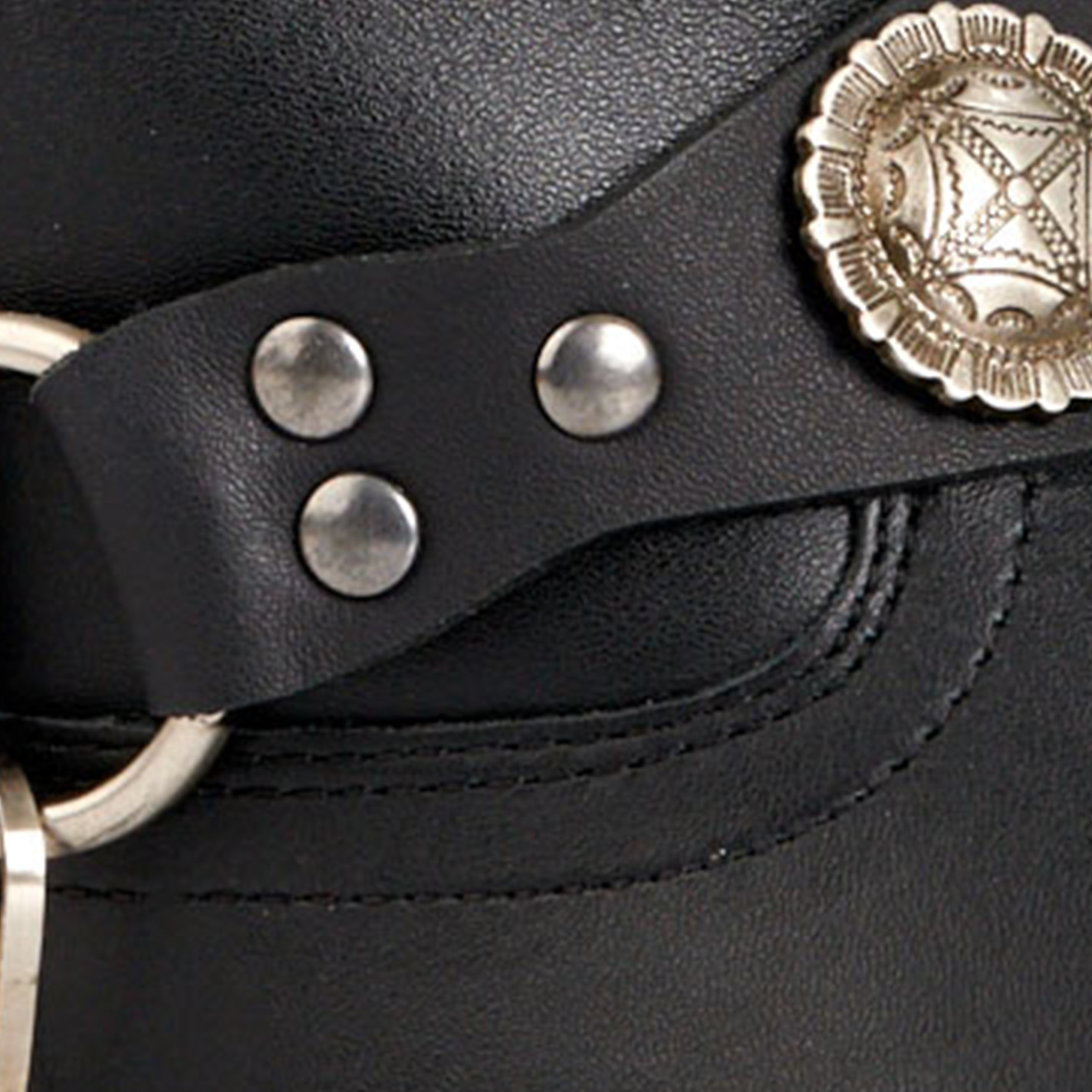 Old West Women's Black Harness Round Toe Cowboy Boots - Image 1