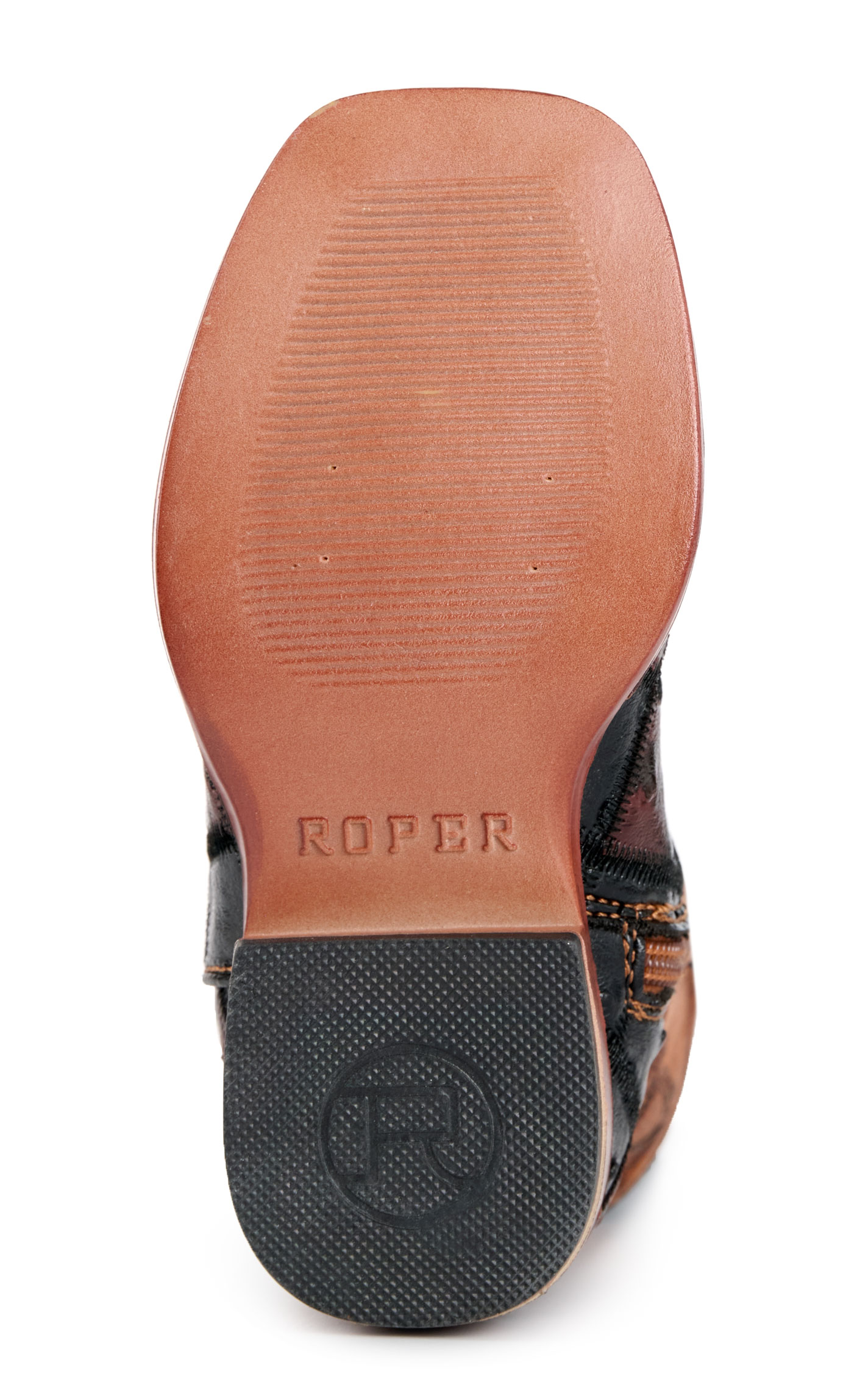 Roper Bird Blocks Toddler Burgundy & Black Faux Ostrich Cowboy Boots - Image 1