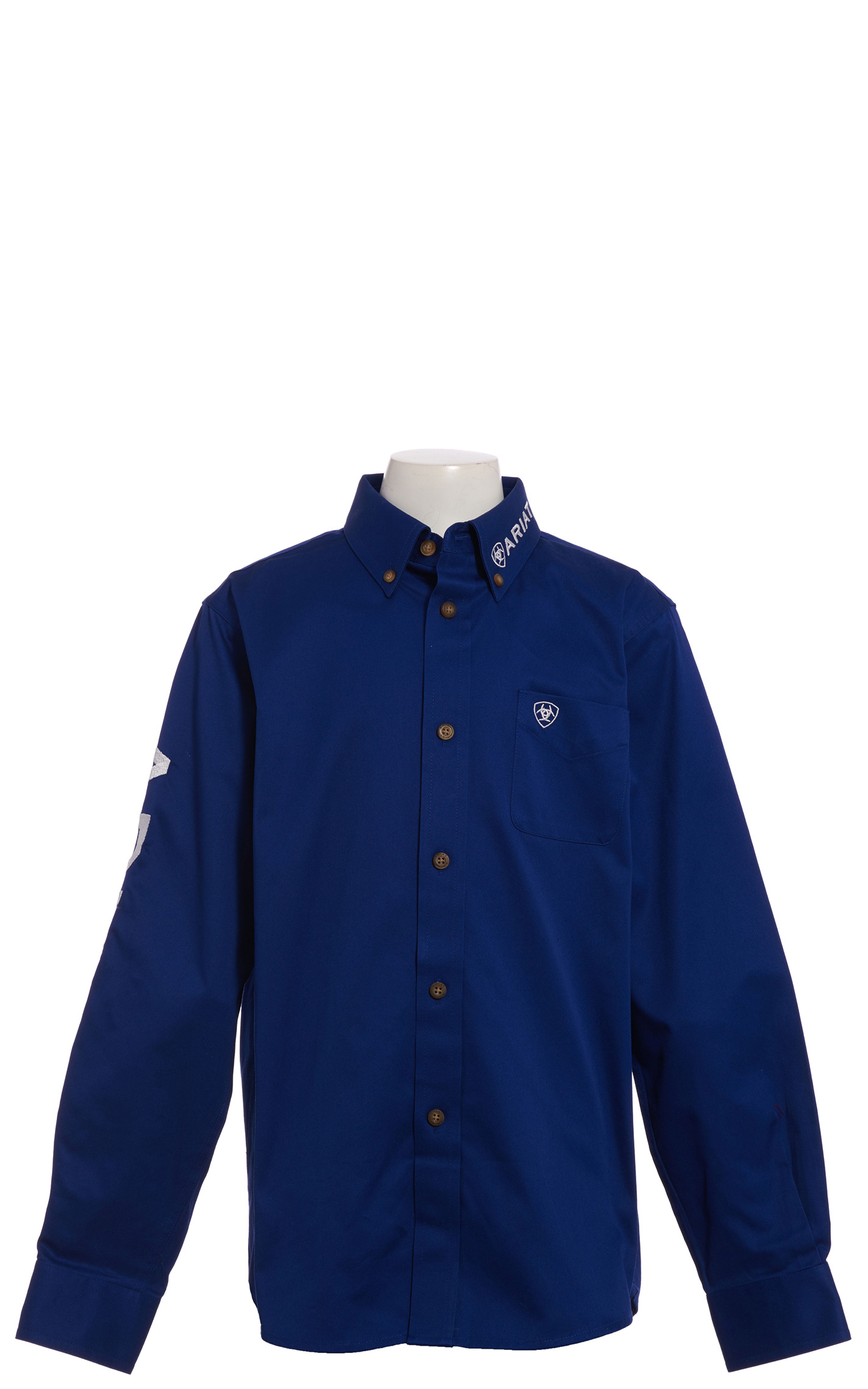 Ariat Boys' Blue Team Logo Long Sleeve Western Shirt - Image 1