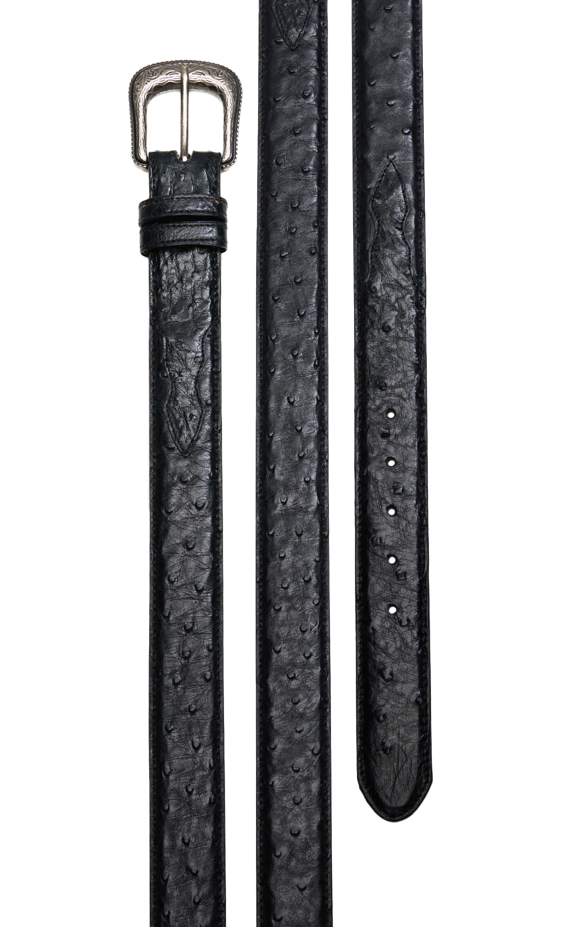 Cavender's Men's Black Full Quill Ostrich Exotic Western Belt - Image 1