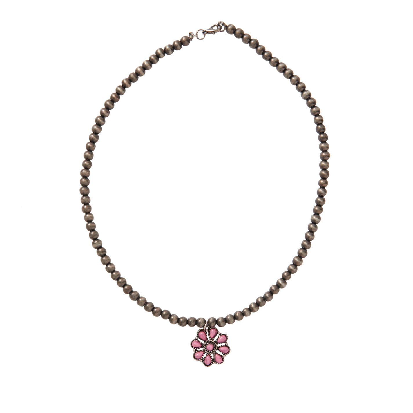 Rockin C Navajo Pearl Bead Pink Concho Necklace - Image 1