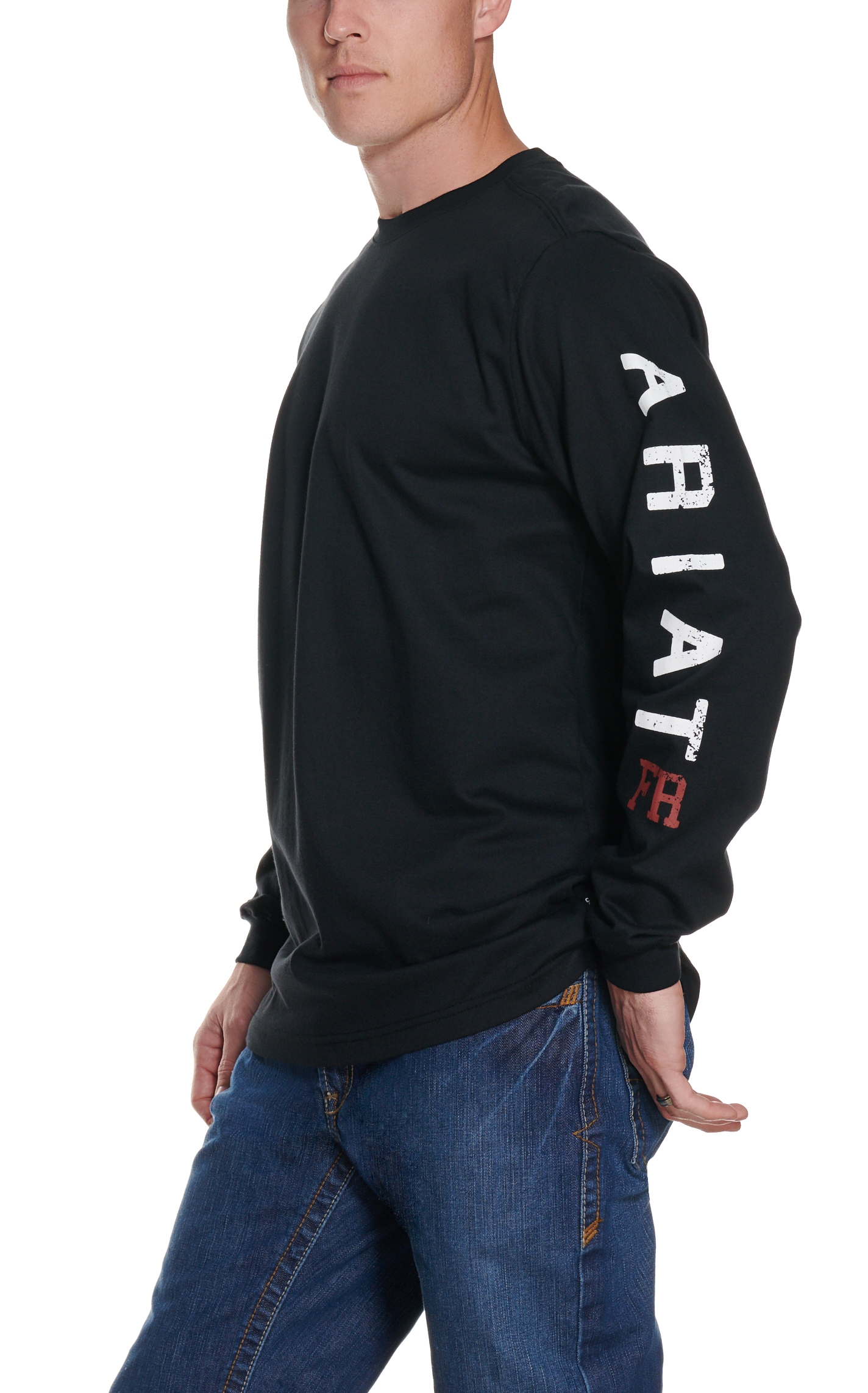 Ariat Men's Black Roughneck Skull Logo Long Sleeve FR Work T-Shirt - Image 1