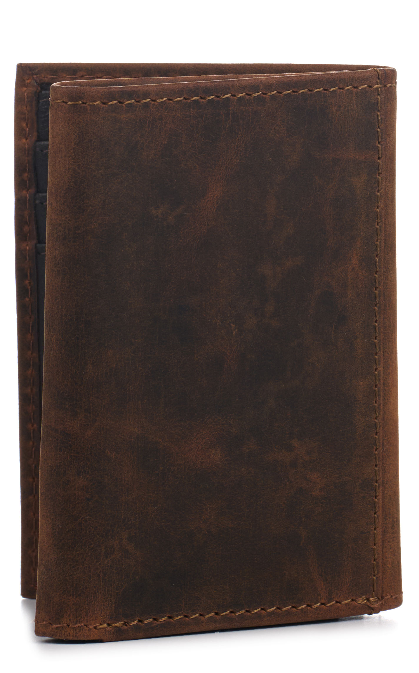 Ariat Men's Chocolate Flag & Shield Logo Trifold Wallet - Image 1