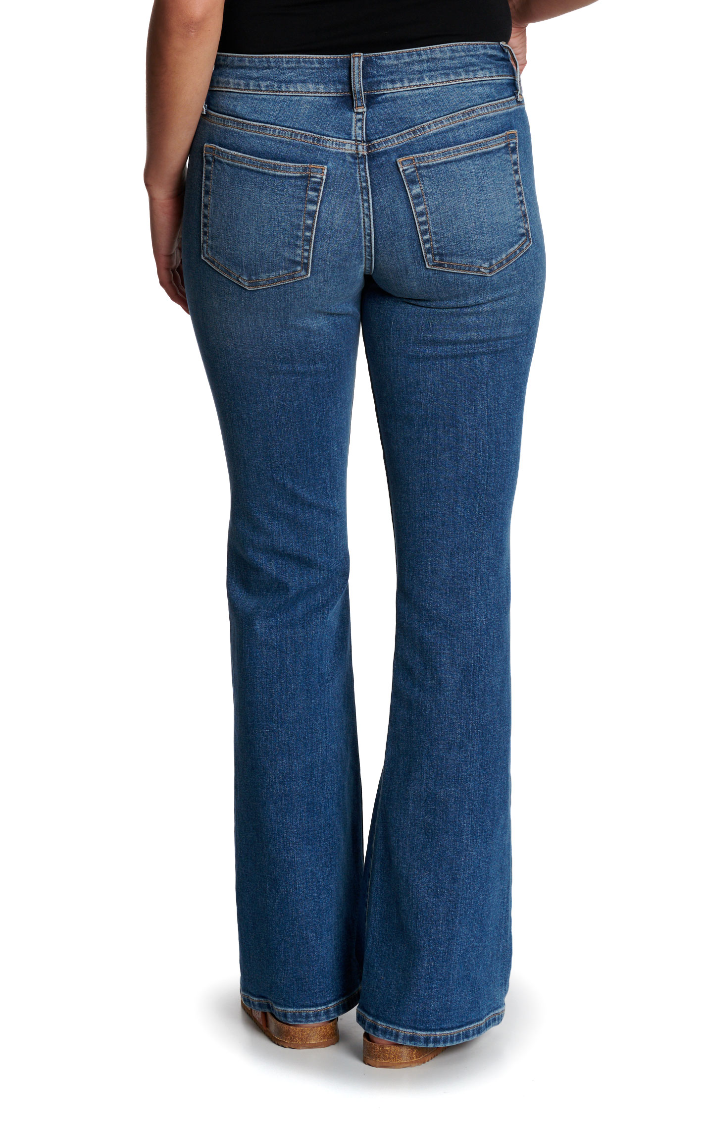 Sneak Peek Women's Medium Wash Low Rise Flare Jeans - Image 1