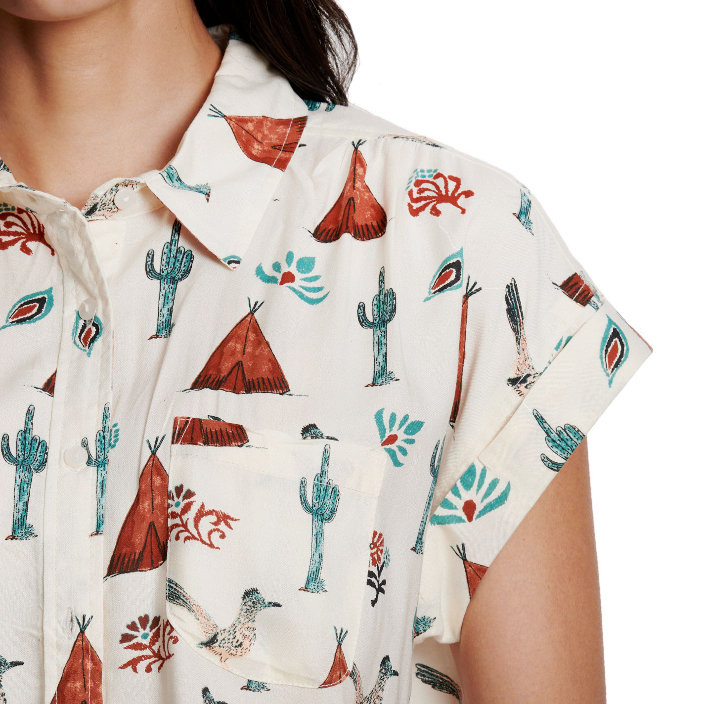 Cotton & Rye Women’s White Roadrunner Print Top - Image 2