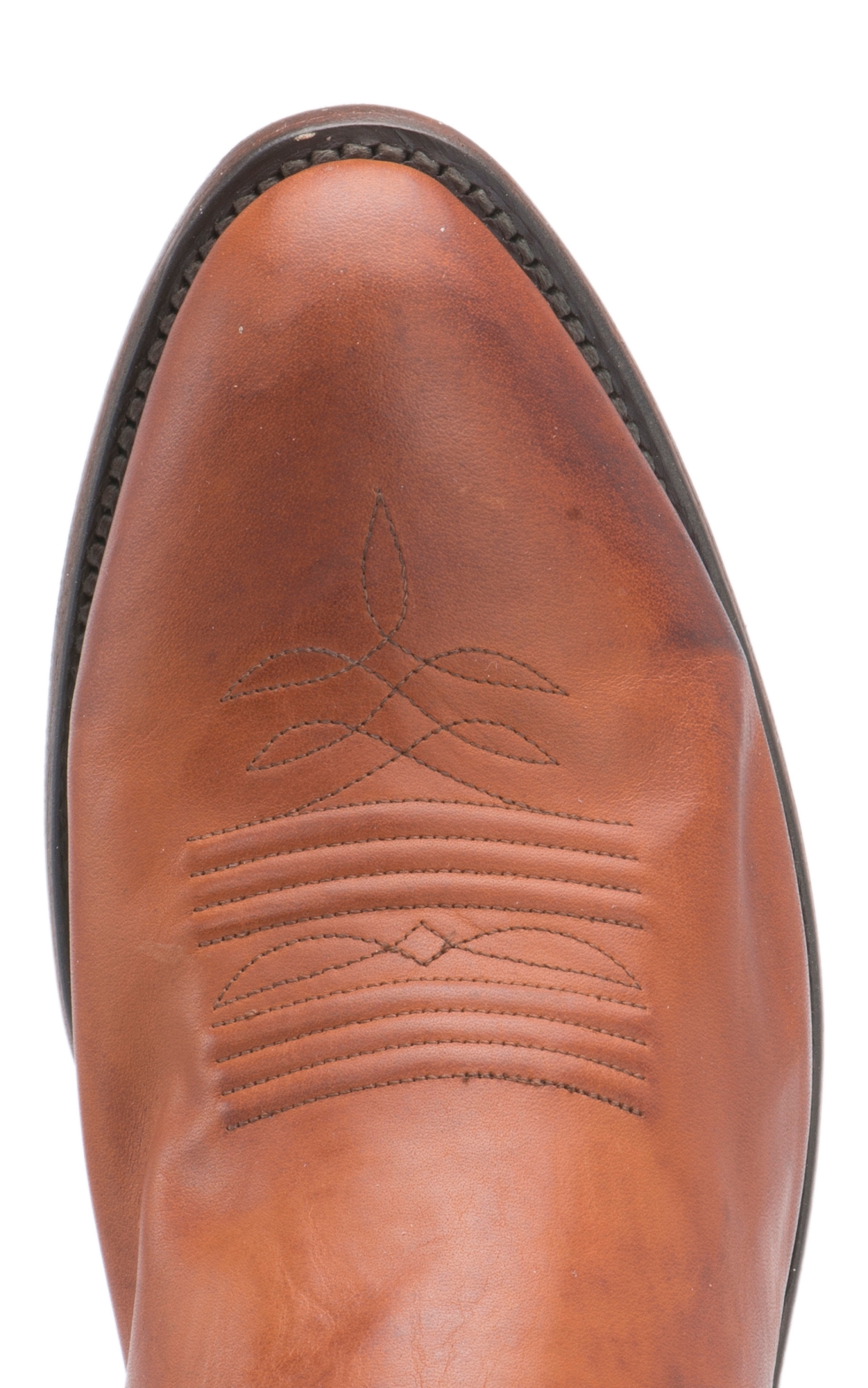 Lucchese 1883 Men's Cognac Burnished R-Toe Ranch Hand Western Boots - Image 1