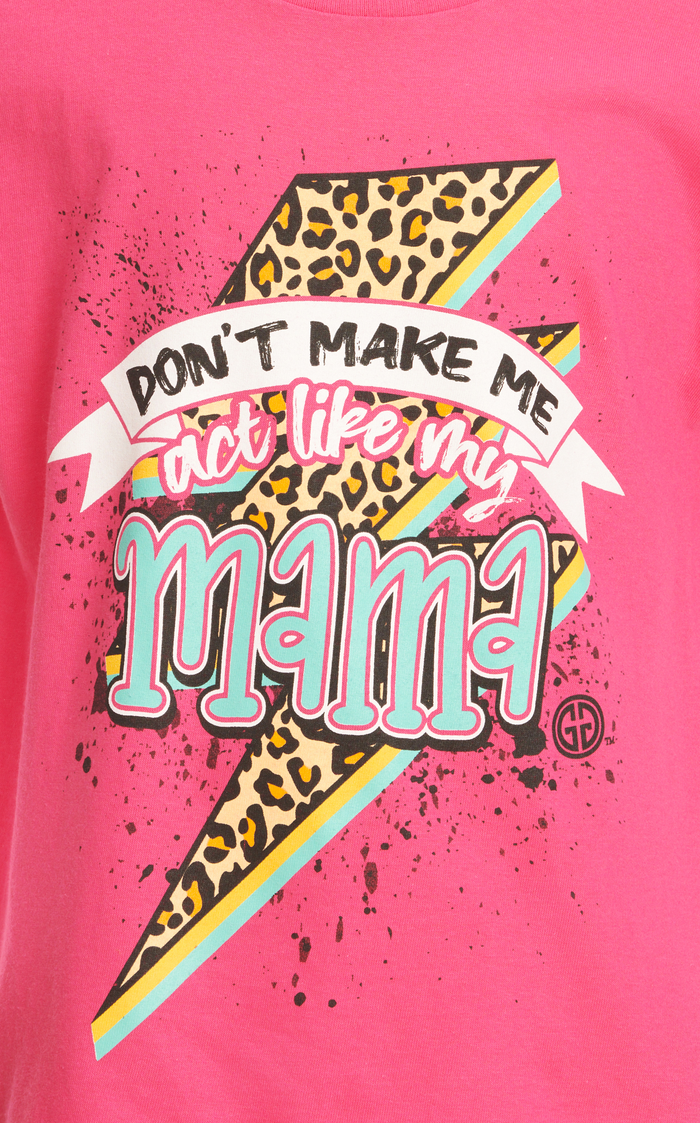 Girlie Girl Girl's Hot Pink Lightning Bolt Mama Graphic Short Sleeve T-Shirt - Image 1
