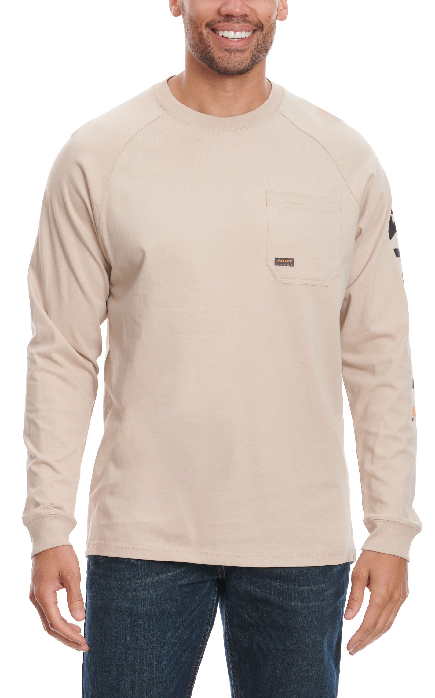 Ariat Rebar Men's Khaki Long Sleeve Work T-Shirt - Image 1