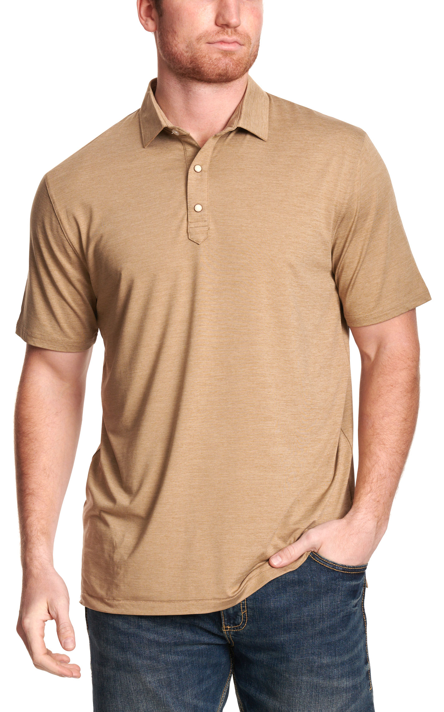 Rafter C Men's Solid Khaki Polo Shirt - Image 1