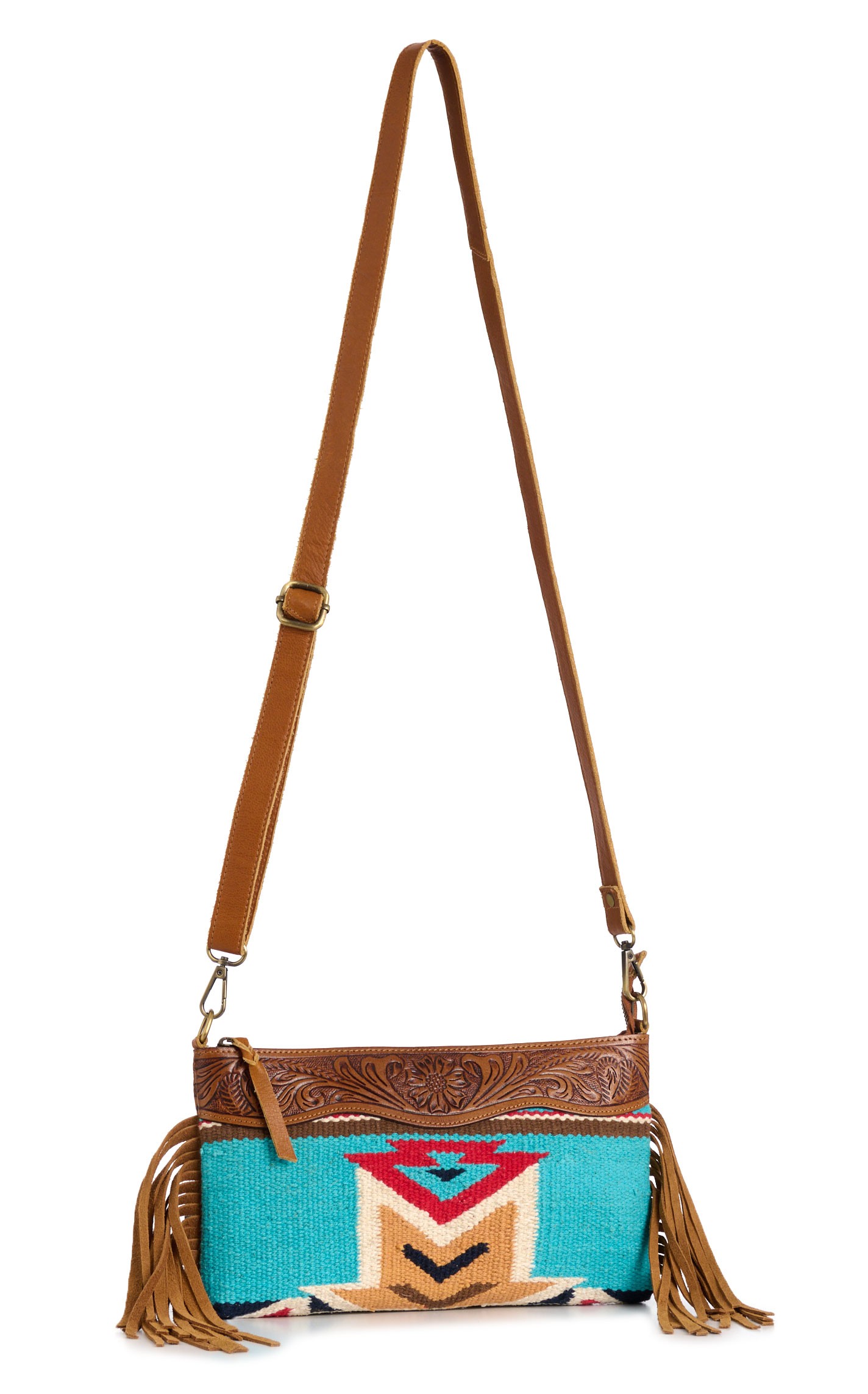 Montana Clothing Co. Aztec Blanket Tooled Crossbody Bag - Image 1