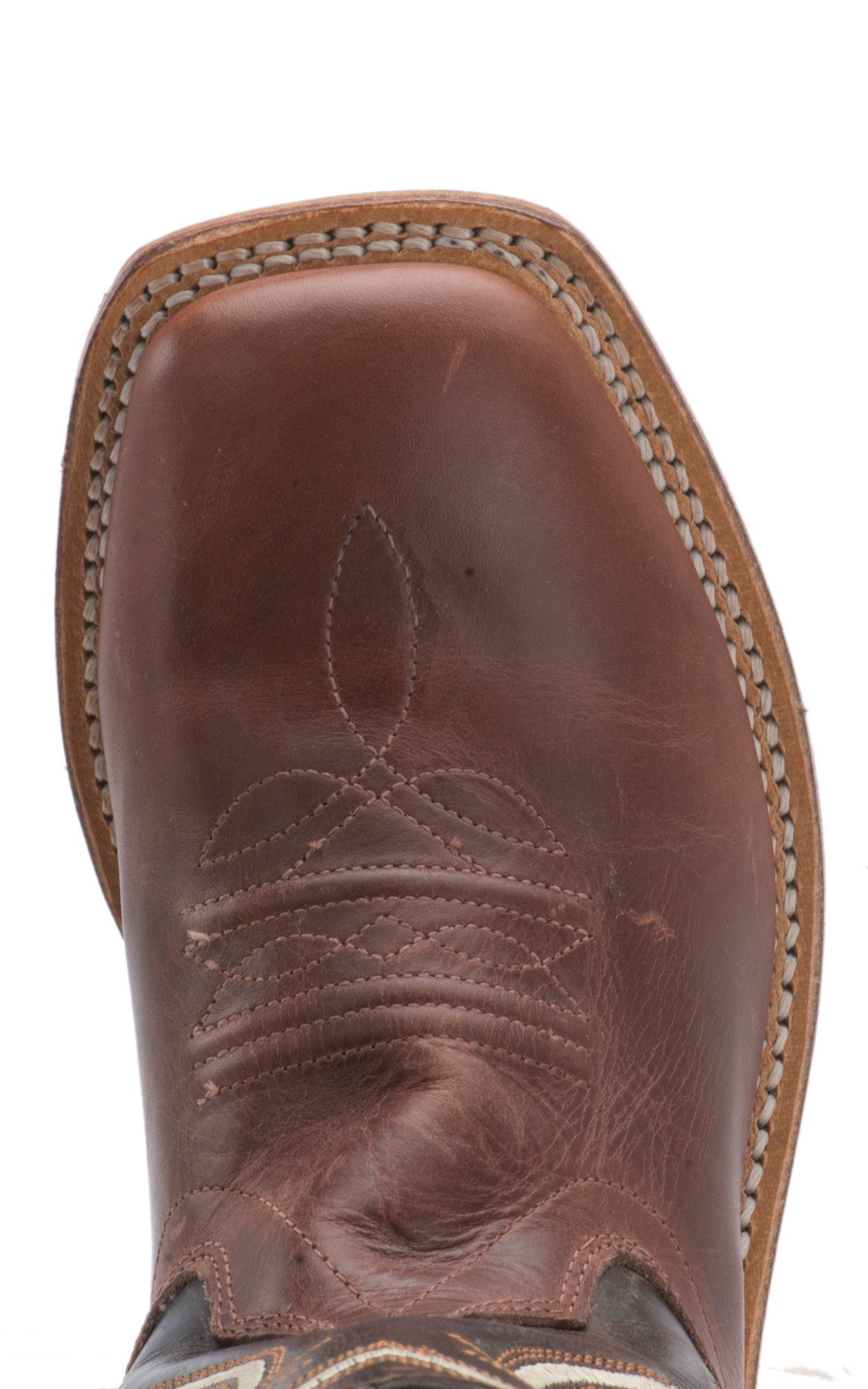 Old West Kids Brown and Dark Brown Corona Calf Leather Square Toe Cowboy Boots - Image 1