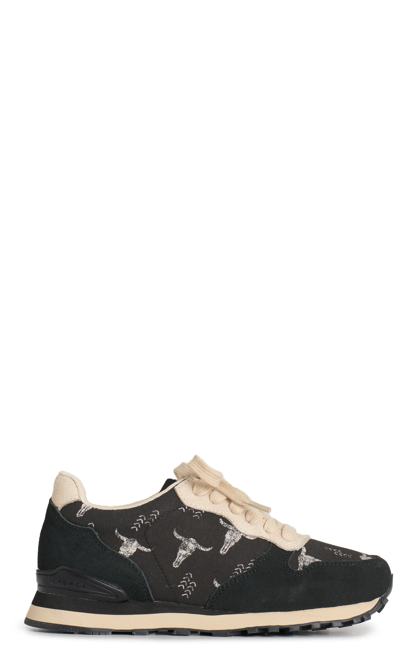 Roper Women's Giddyup Longhorn Black Canvas & Suede Casual Shoes - Image 1