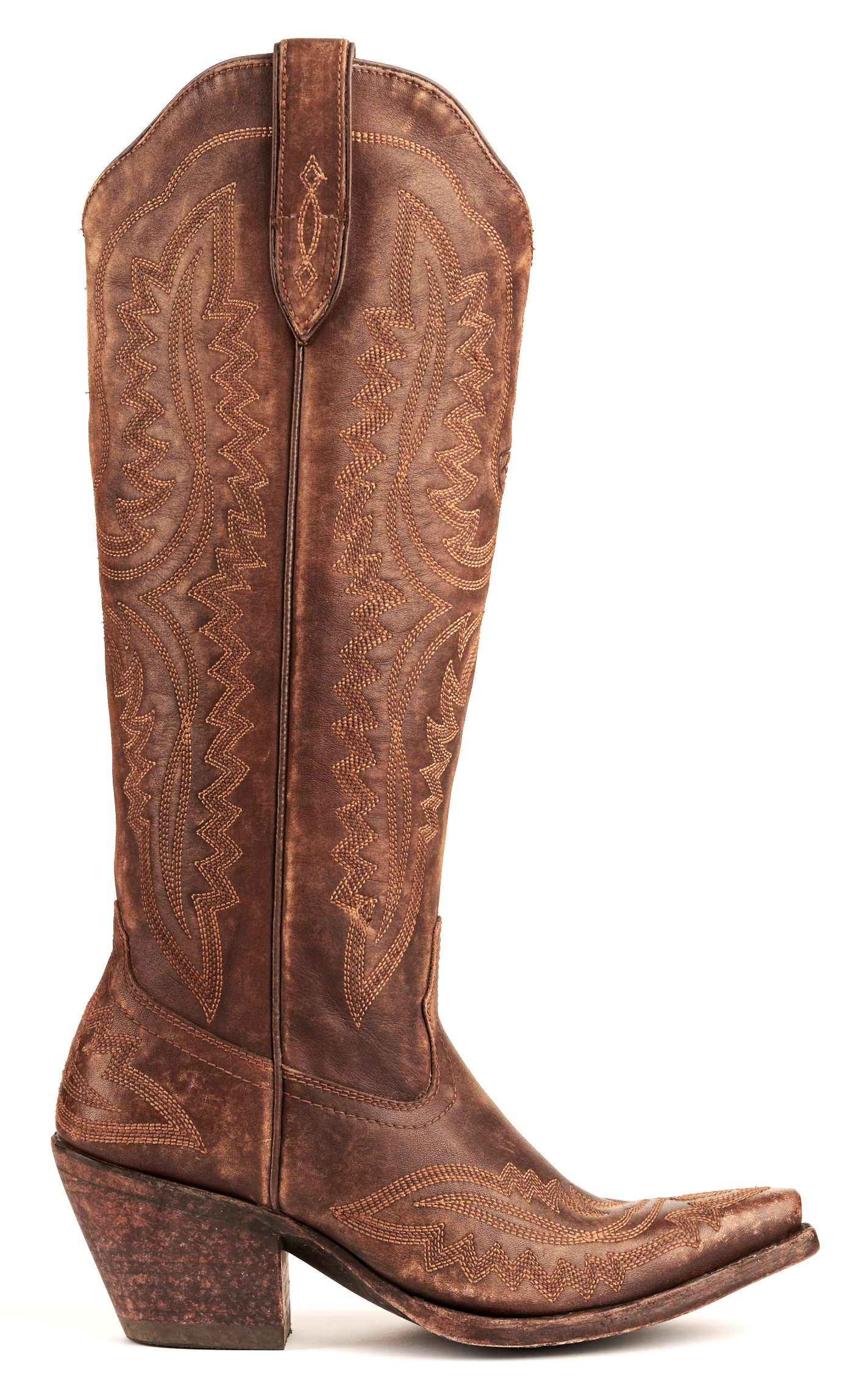 Ariat Women's Casanova Distressed Brown Snip Toe Tall Cowboy Boots - Image 1