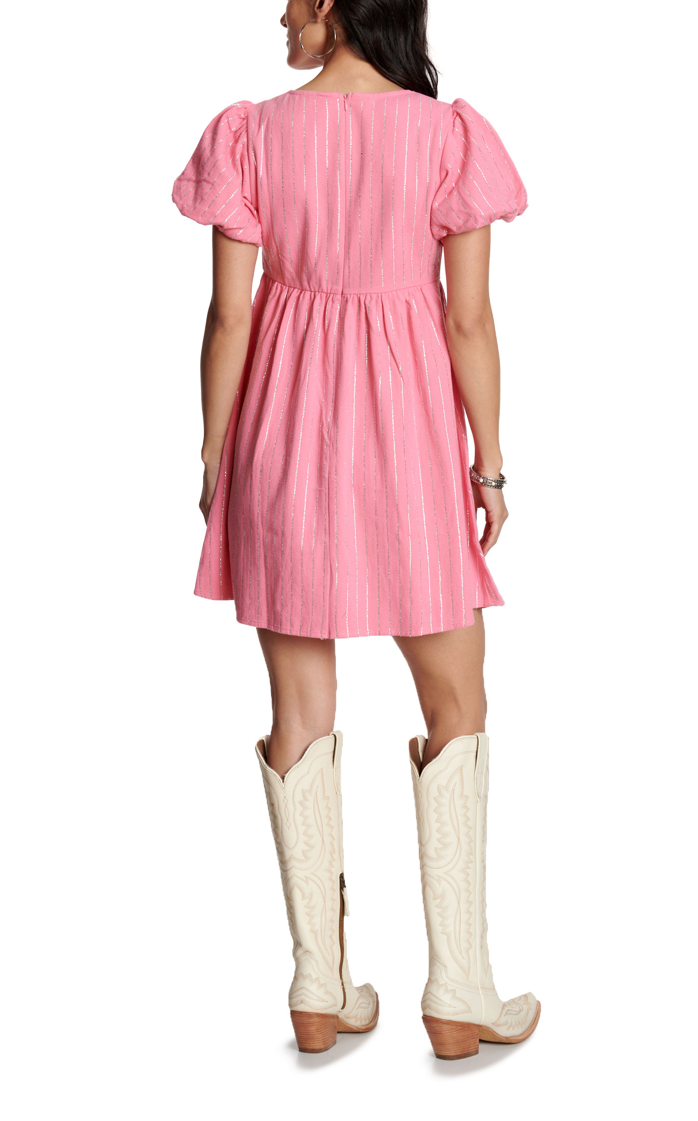 Blue B Women’s Pink Stone Silver Striped Dress - Image 1