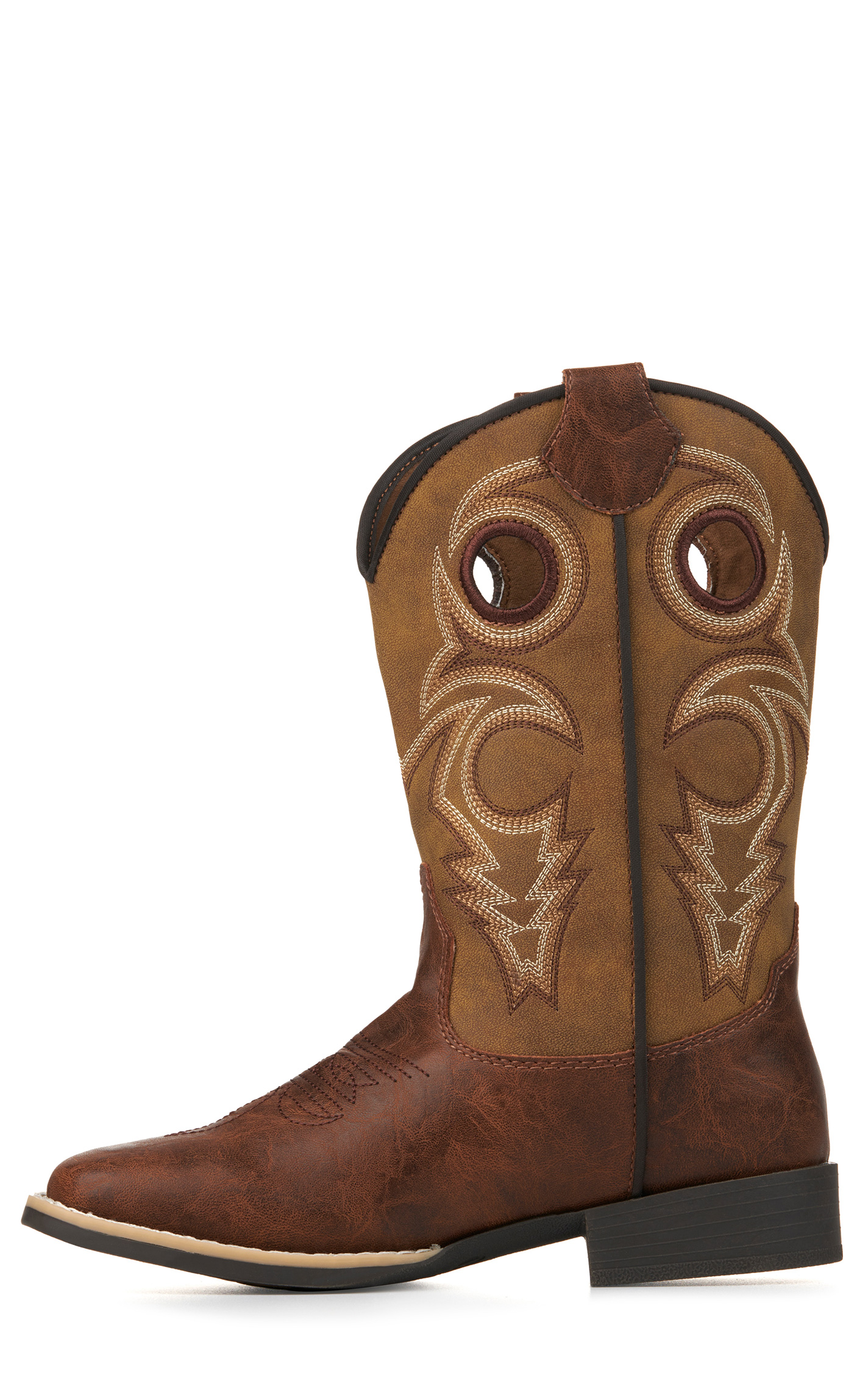 Twister Kids' Jasper Brown and Tan Wide Square Toe Cowboy Boots - Image 1