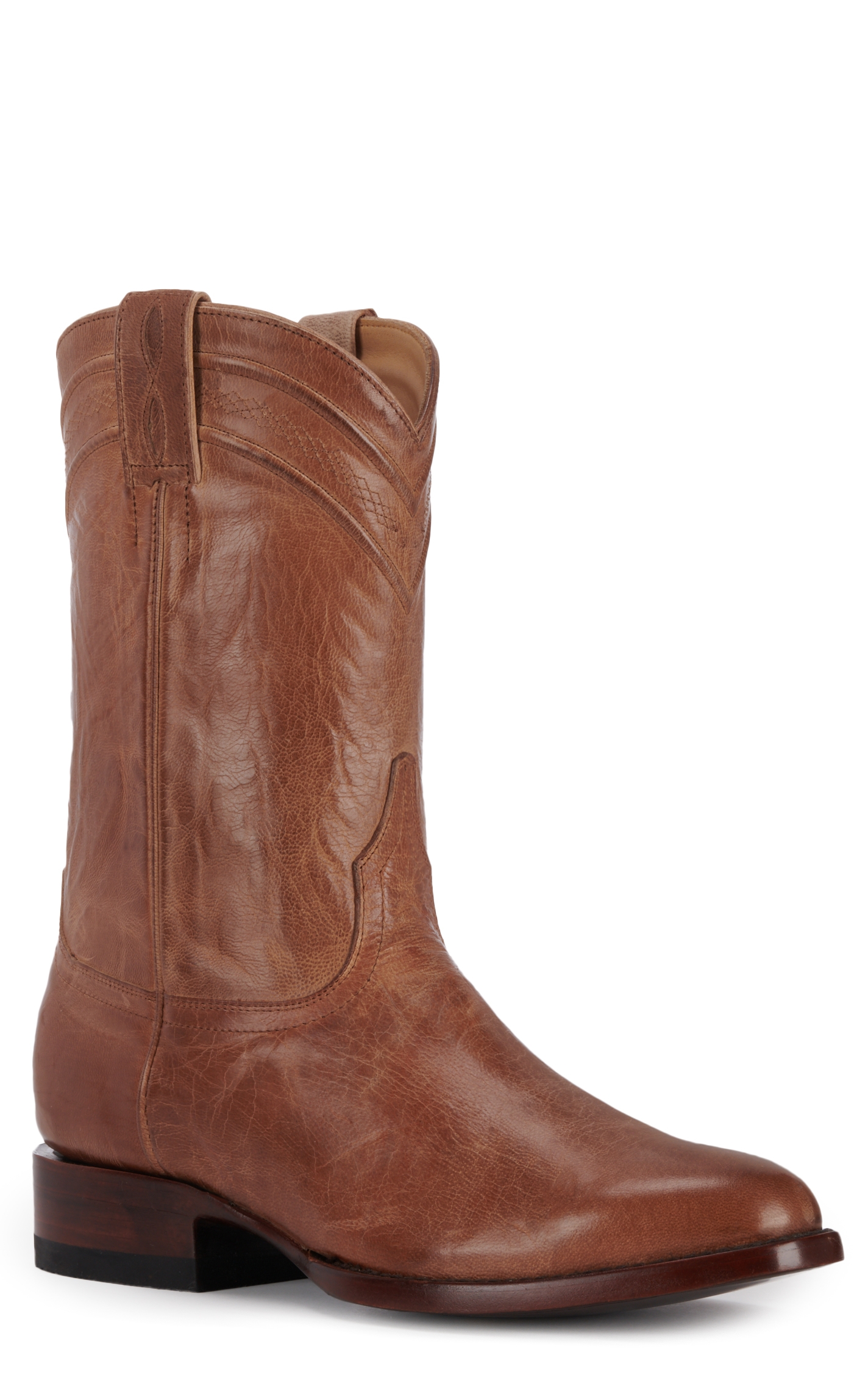 JRC & Sons Men's Todd Mad Dog Goat Leather Round Toe Roper Boot in Tan - Image 1