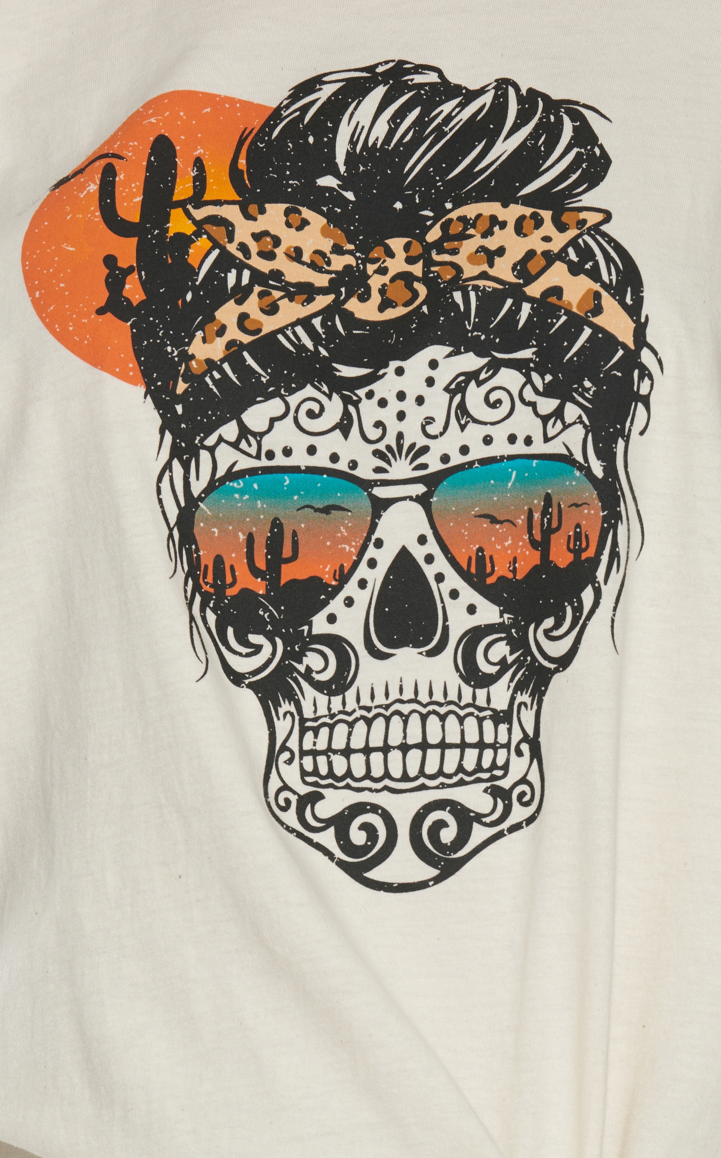 Jazzy Belle Women's Cream Desert Glasses Skull Graphic Short Sleeve T-Shirt - Image 1