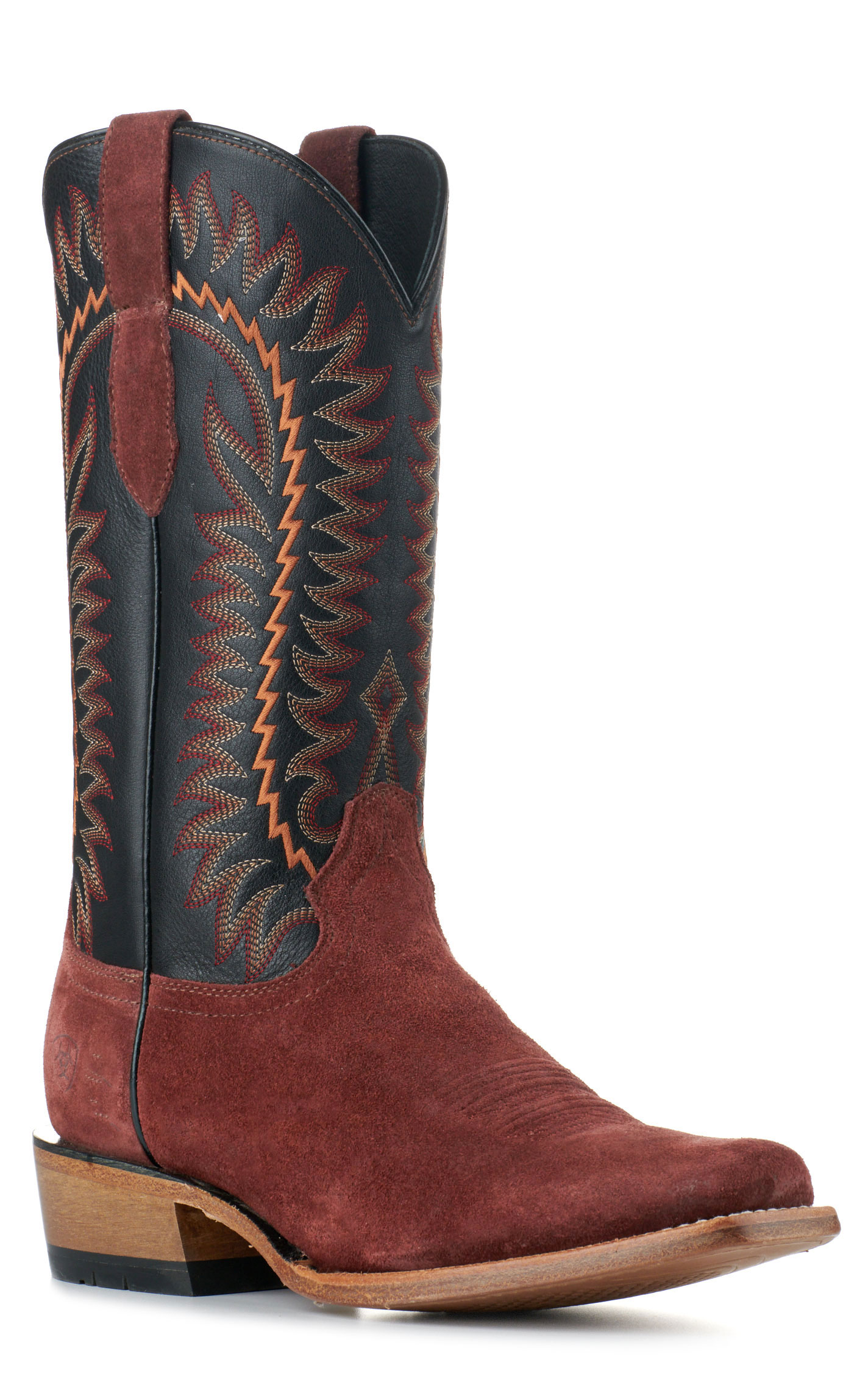 Ariat Men's Futurity Time Black and Mahogany Roughout TekStep Punchy Square Toe Cowboy Boots - Image 1