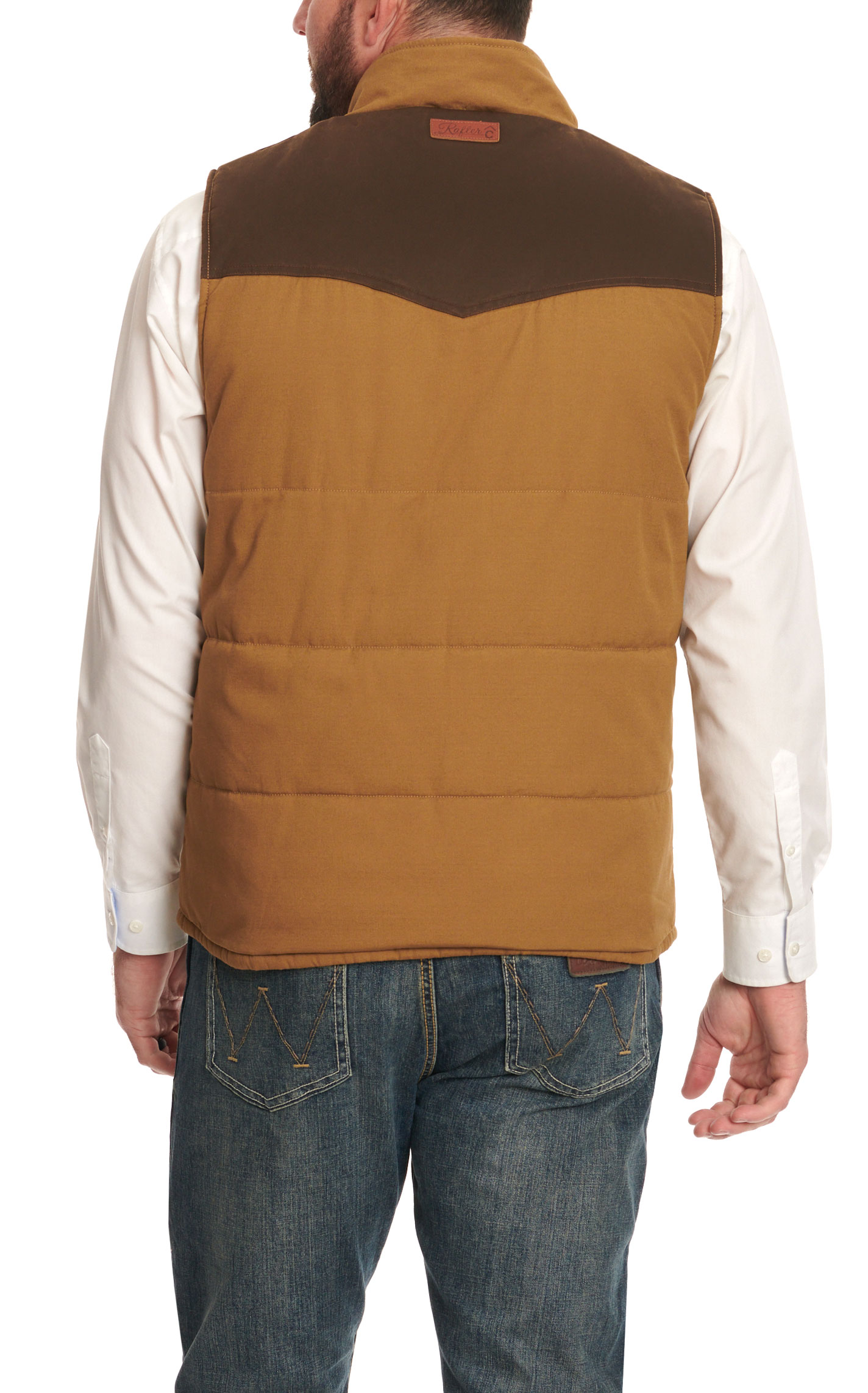 Rafter C Men's Camel and Chocolate Puff Canvas Vest - Big & Tall - Image 2