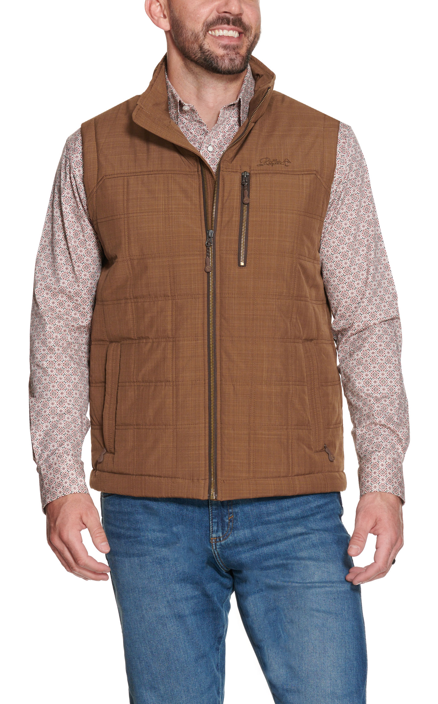 Rafter C Men's Chocolate Brown Puff Vest - Image 1