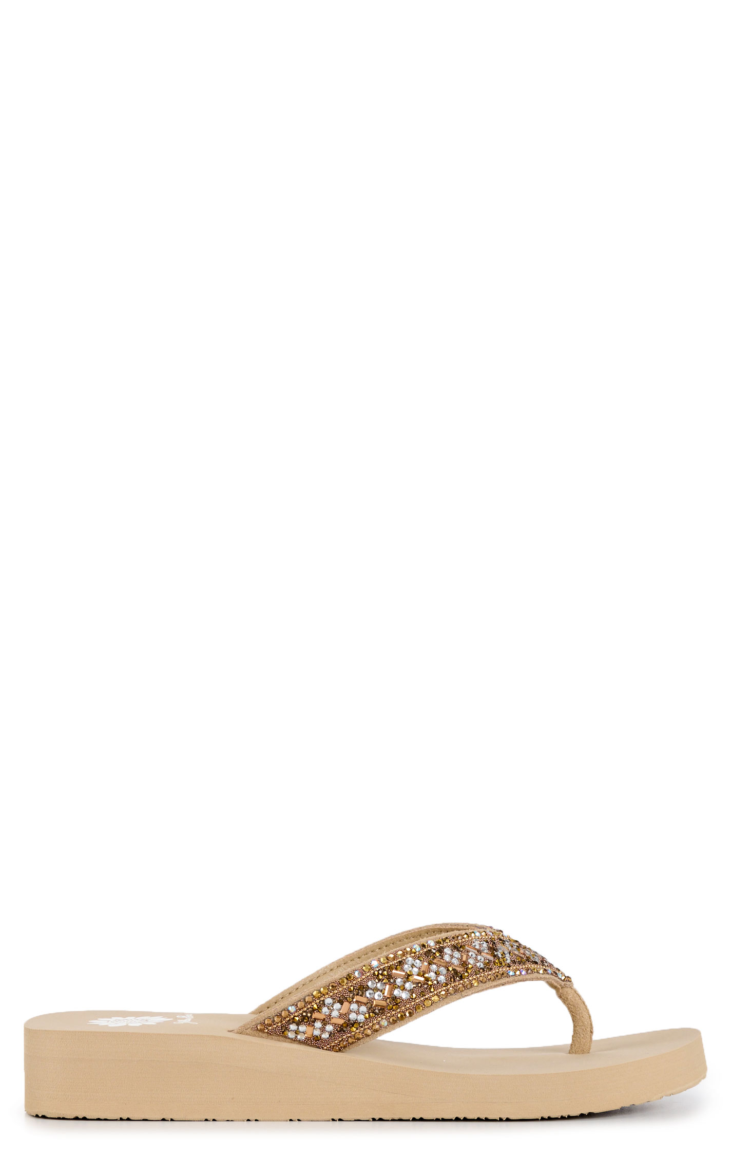 Yellow Box Ladies’ Taupe Junia Bling Flip Flops - Image 1