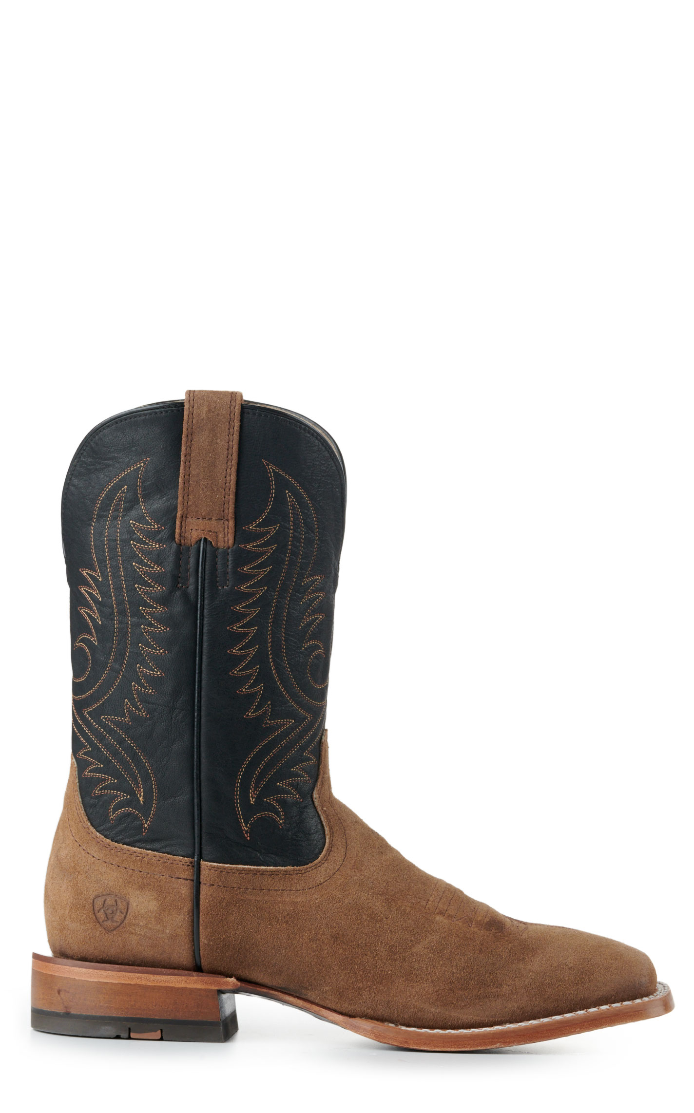 Ariat Men's Circuit Paxton Black and Brown Roughout TekStep Wide Square Toe Cowboy Boots - Image 1