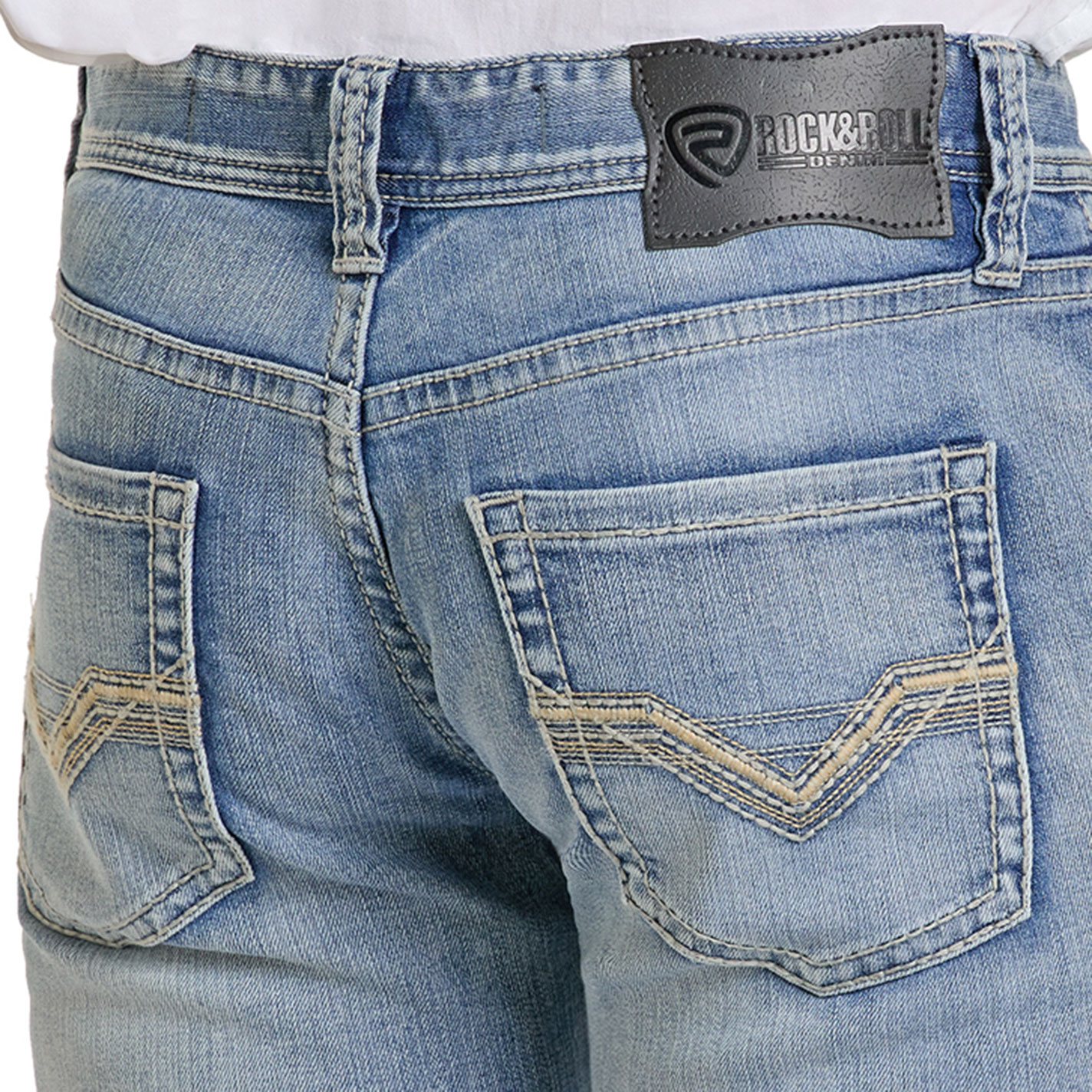 Rock & Roll Denim Men's Light Wash Pistol Stackable Boot Cut Jeans - Image 1