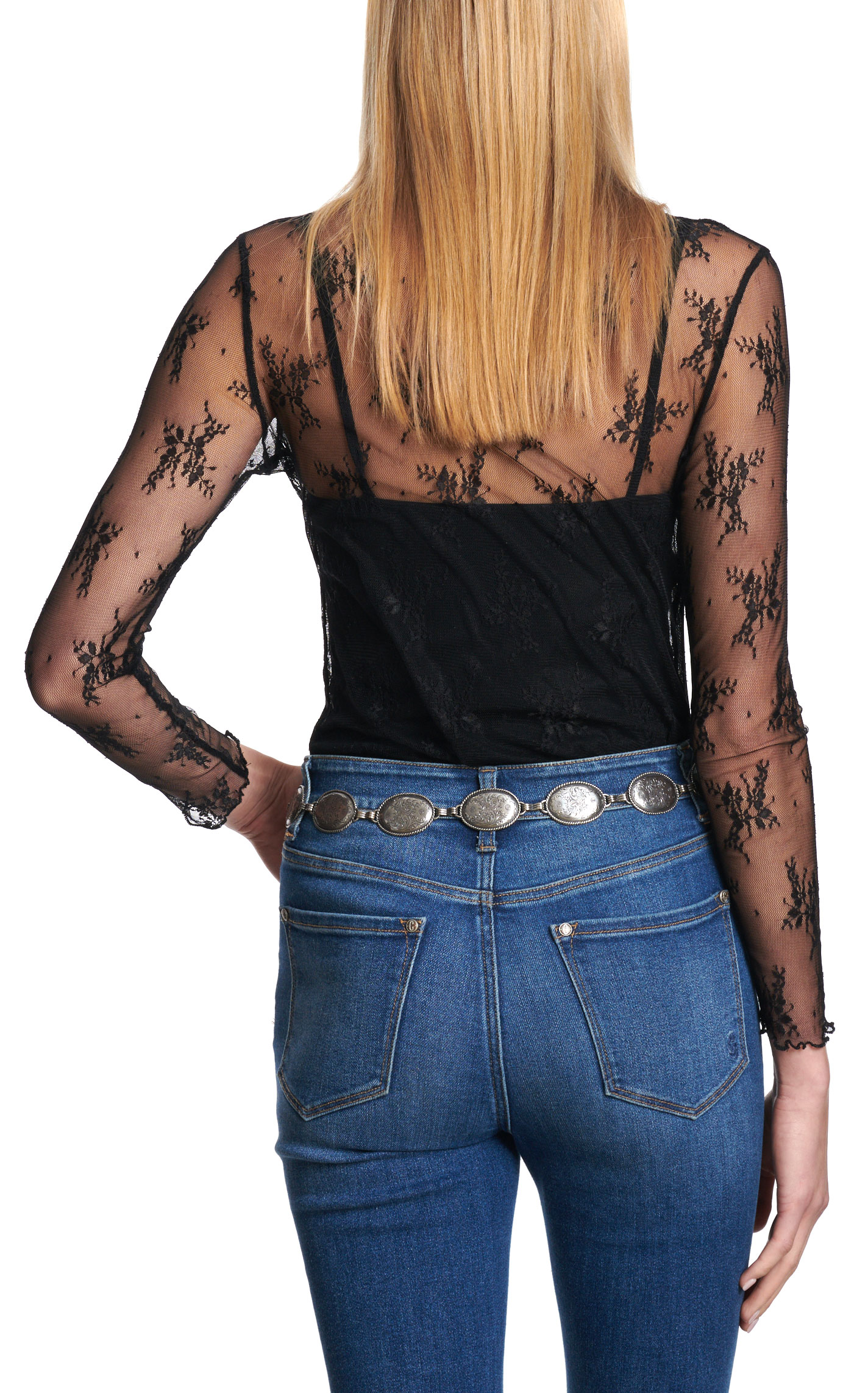 Rockin C Women's Black Lace Fine Mesh Top - Image 2