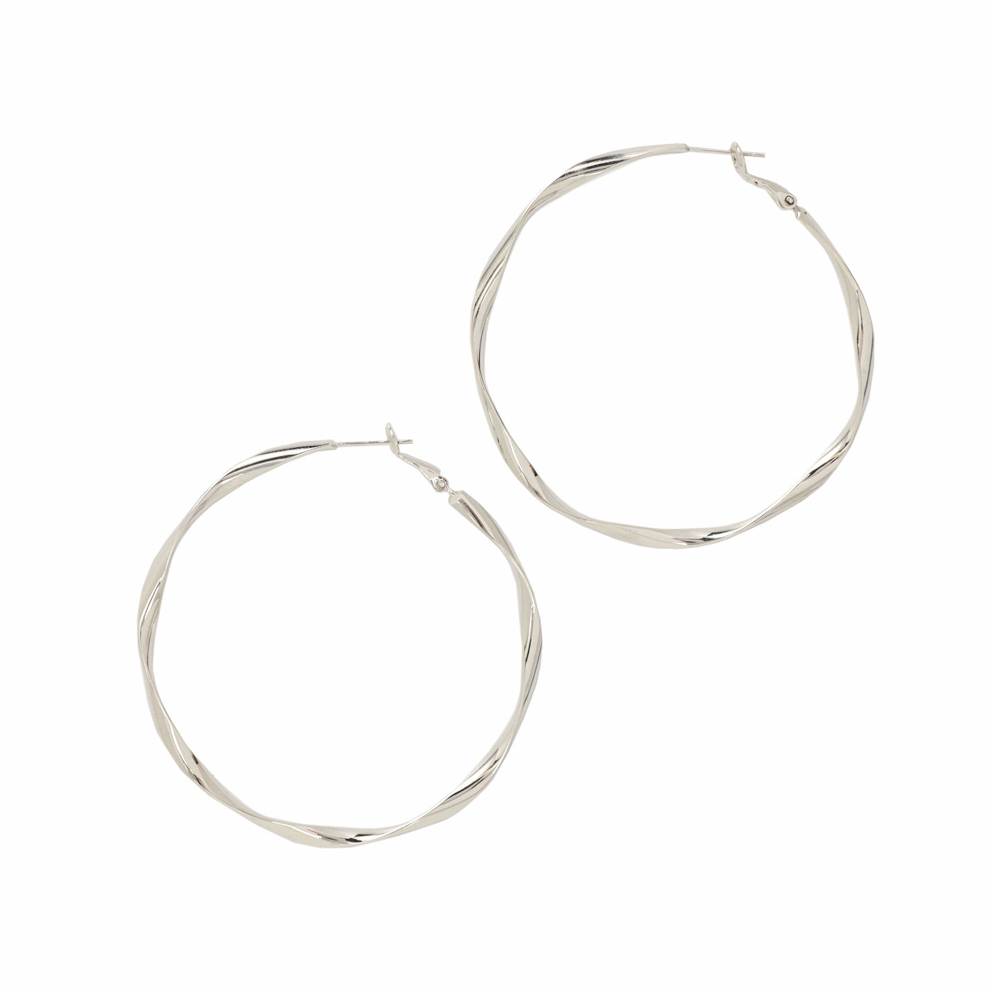 Southern Grace Silver Twisted Large Hoop Earrings - Image 1