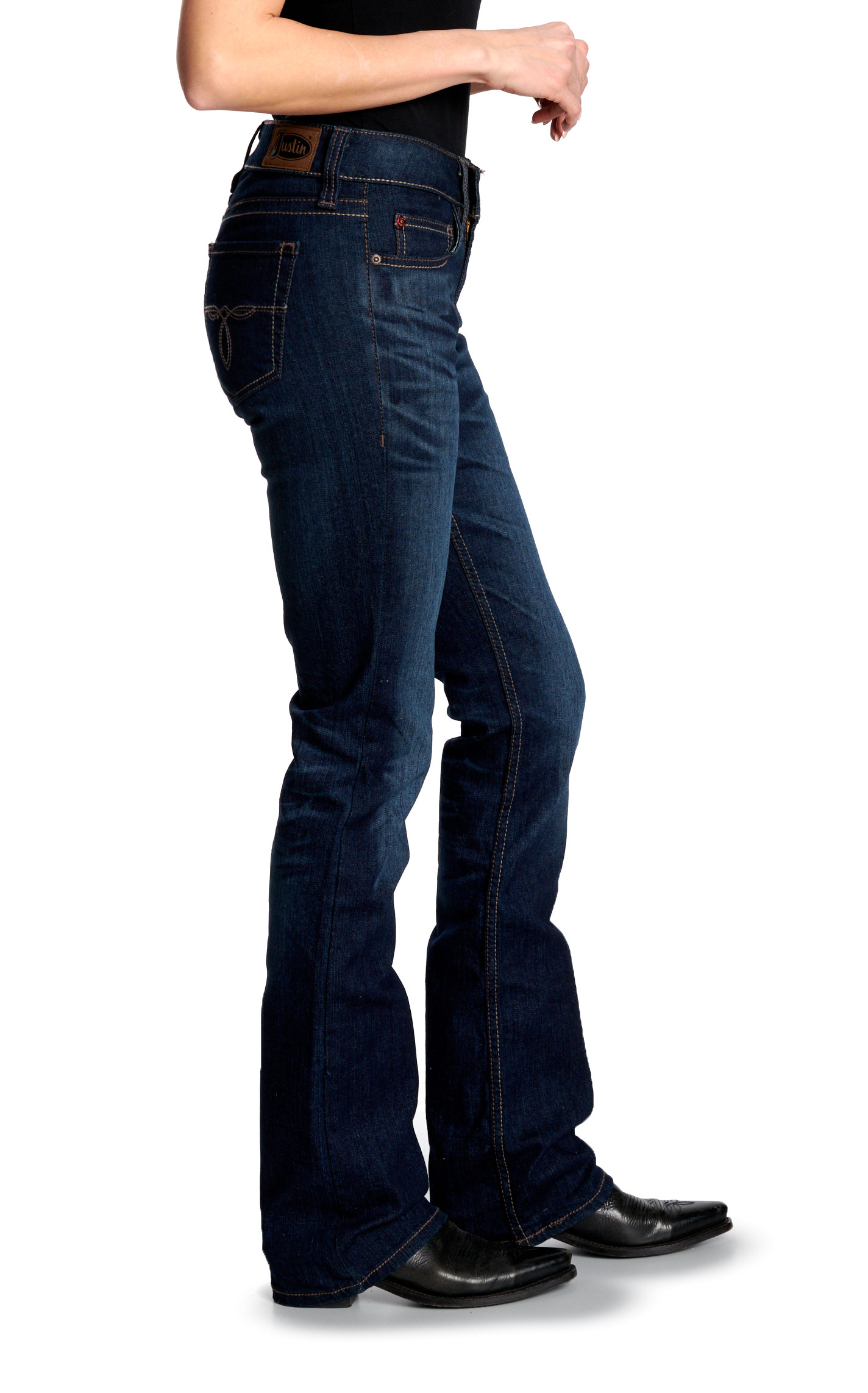 Justin Women’s Dark Wash Vintage 1879 Mid Rise Bootcut Jeans - Image 1