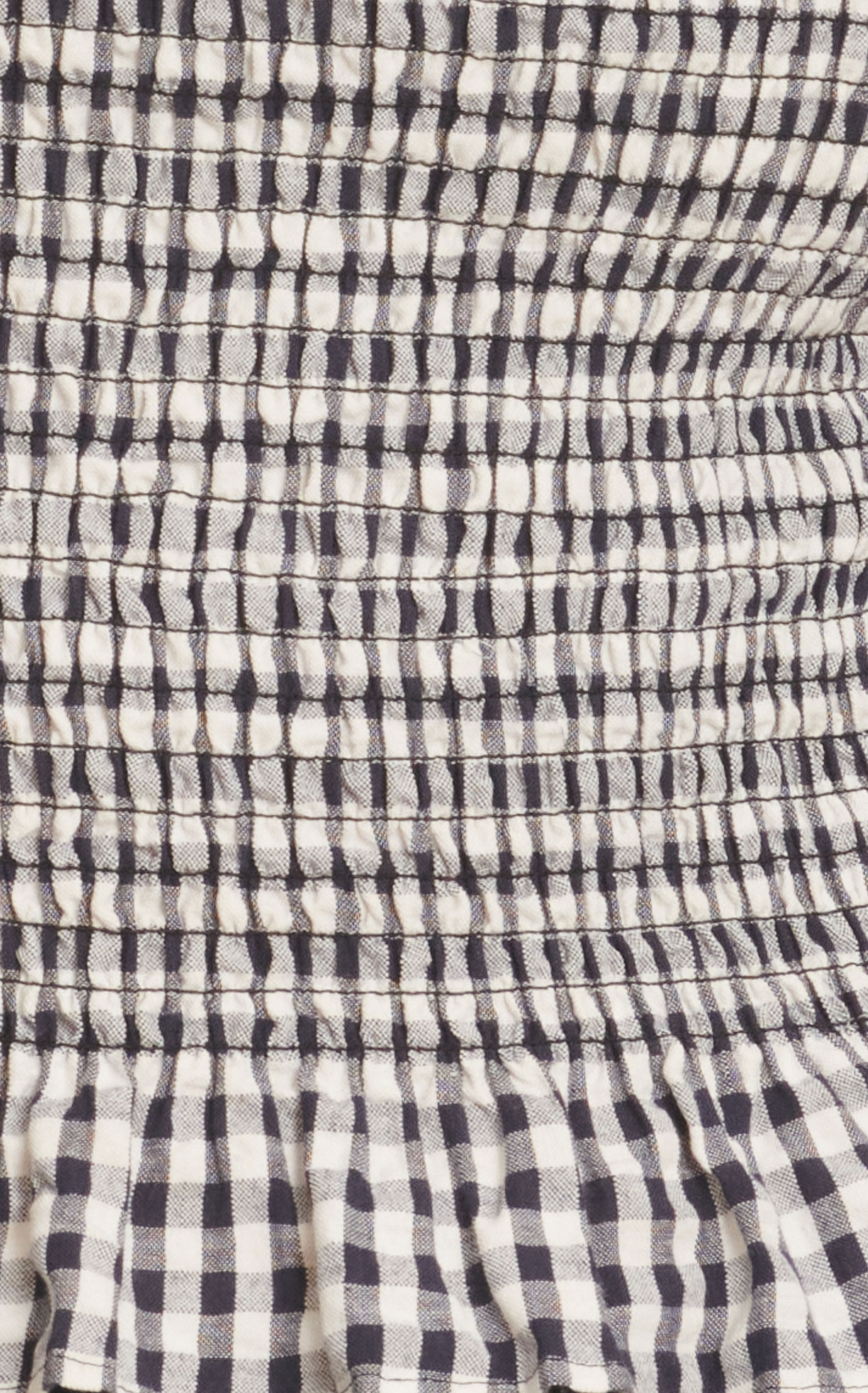 Rockin' C Women's Navy & White Gingham Smocked Tie Shoulder Strap Top  - Image 1