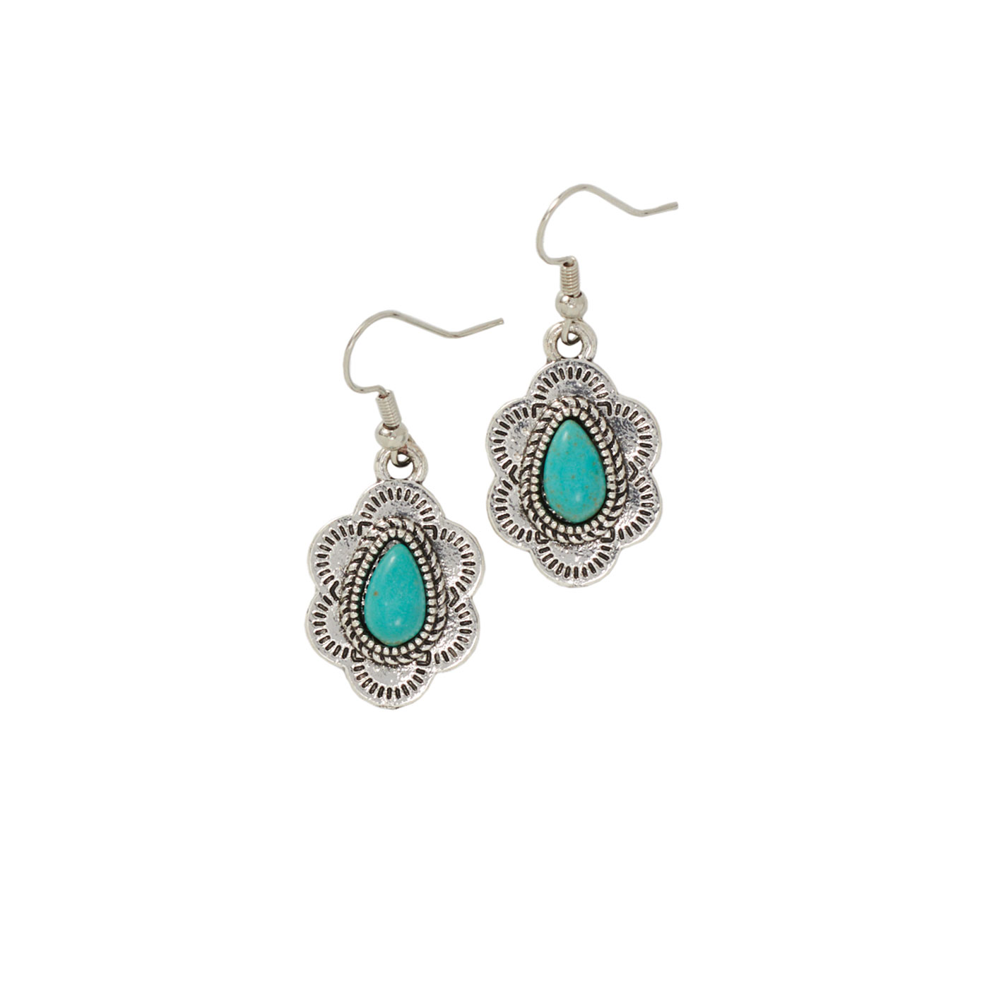 Southern Grace Silver & Turquoise Small Flower Earrings - Image 1